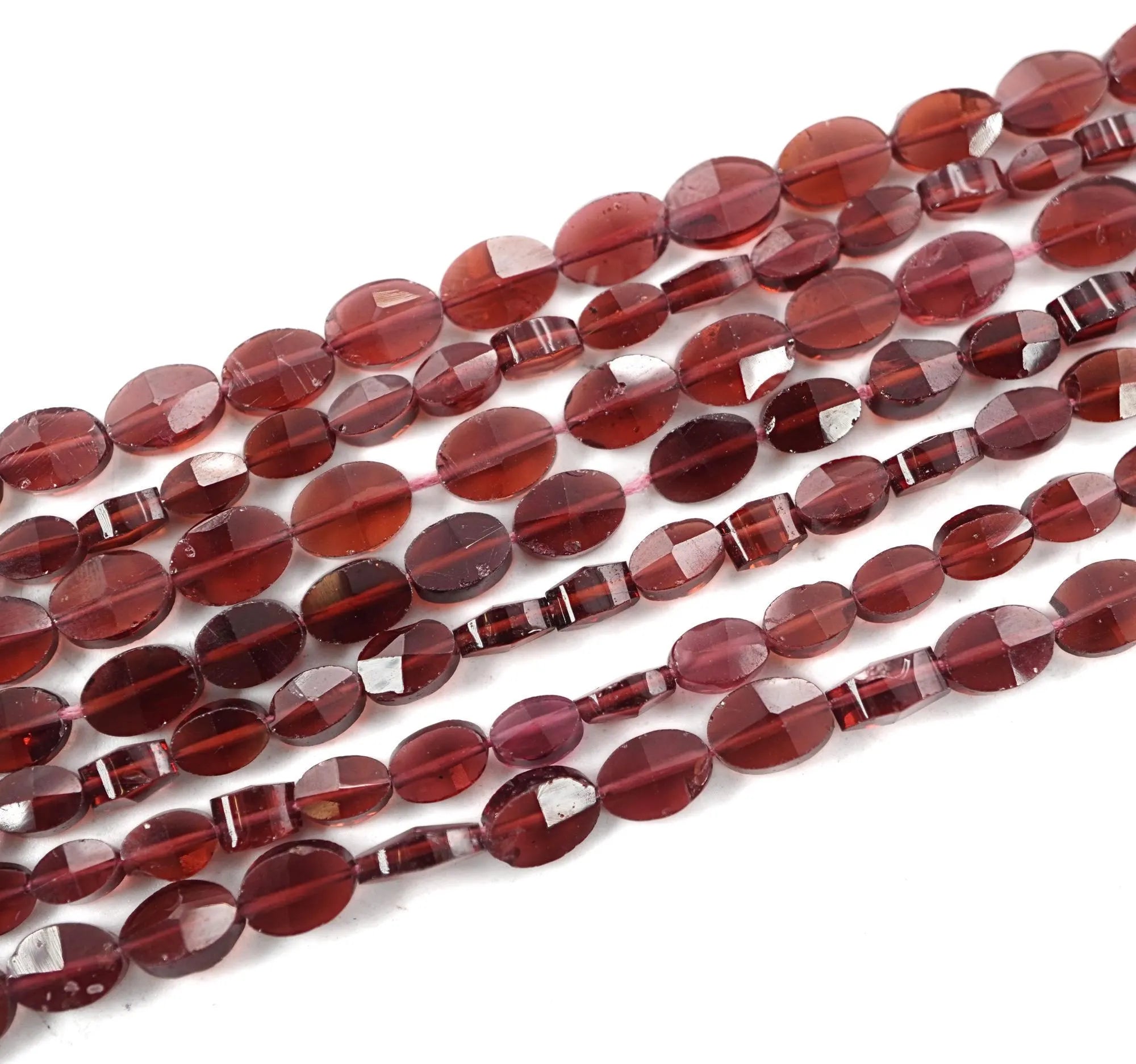 Red Garnet Faceted Oval Shape Gemstone 1Strand Beads