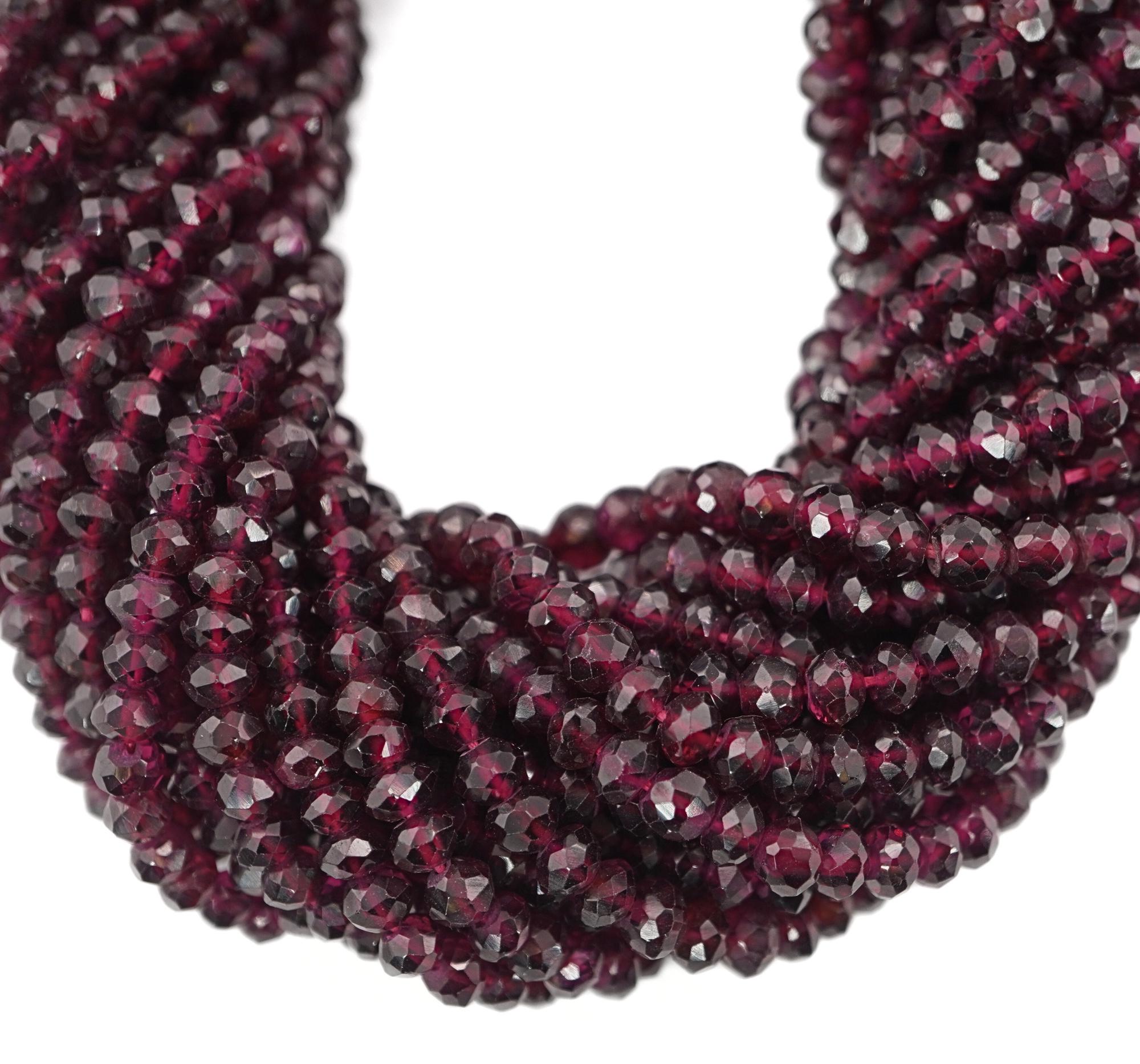 Red Garnet Faceted Rondelle Shape Gemstone Strand Beads 
