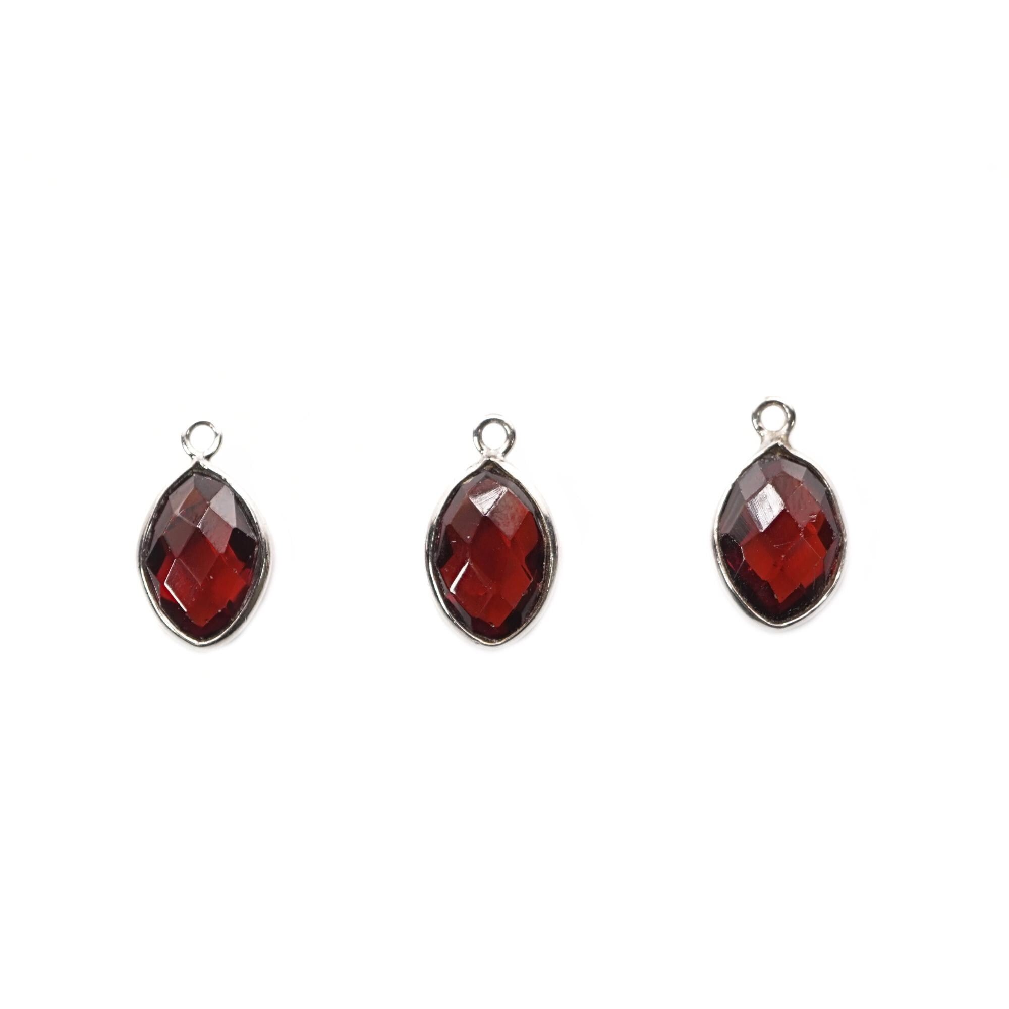 Garnet Marquise Gemstone Sterling Silver Bezel Findings Charm Pendant