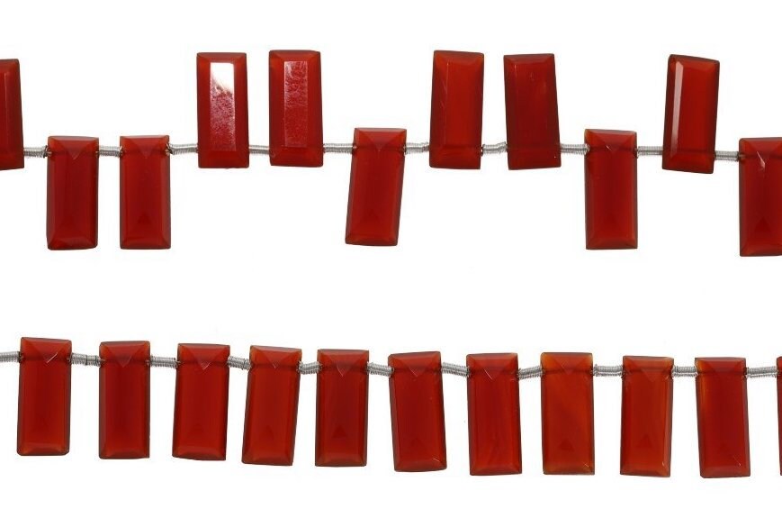 Red Onyx Faceted Rectangle Shape Gemstone Strand Beads