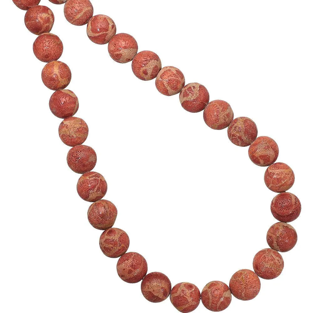 Red Sponge Coral Smooth Round Shape Gemstone Strand Beads