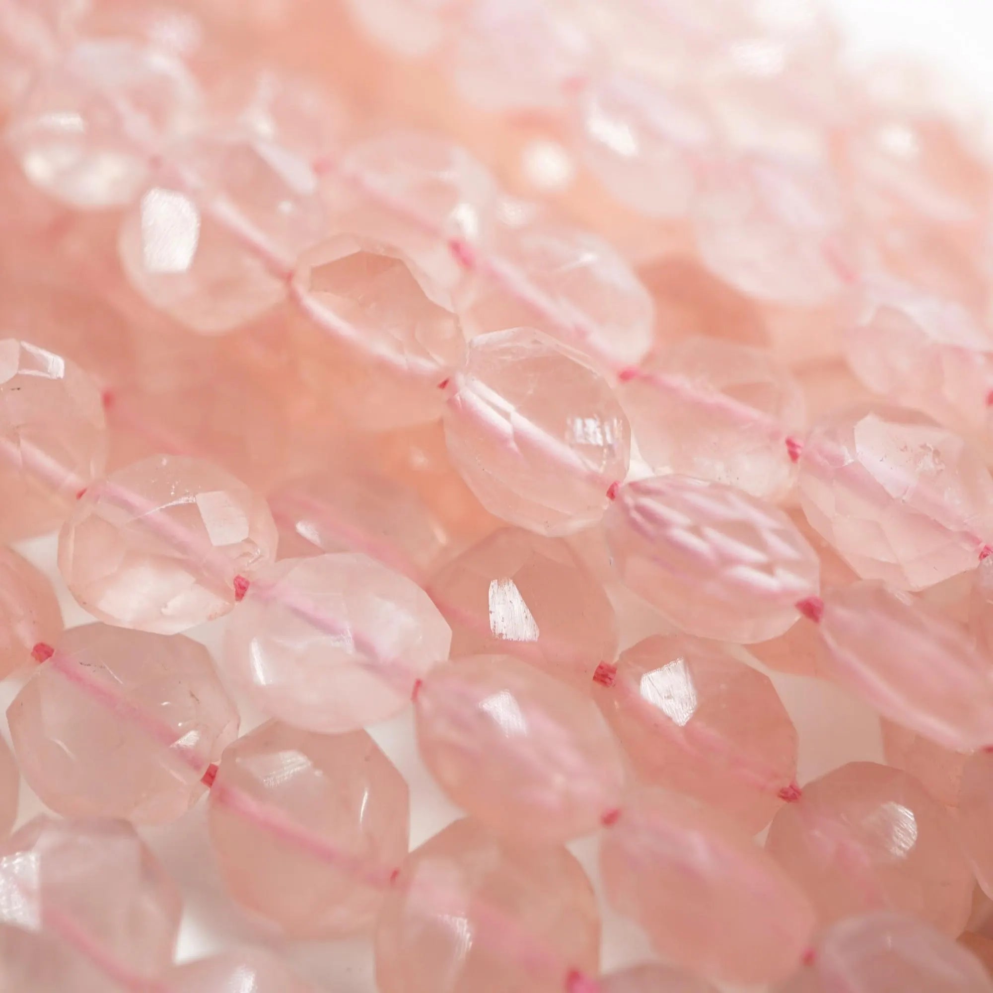 Rose Quartz Faceted Rondelle Shape Gemstone Strand Beads