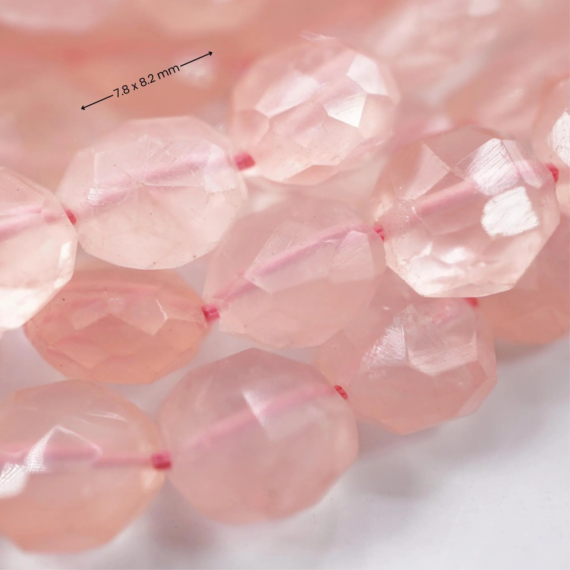 Rose Quartz Faceted Rondelle Shape Gemstone Strand Beads