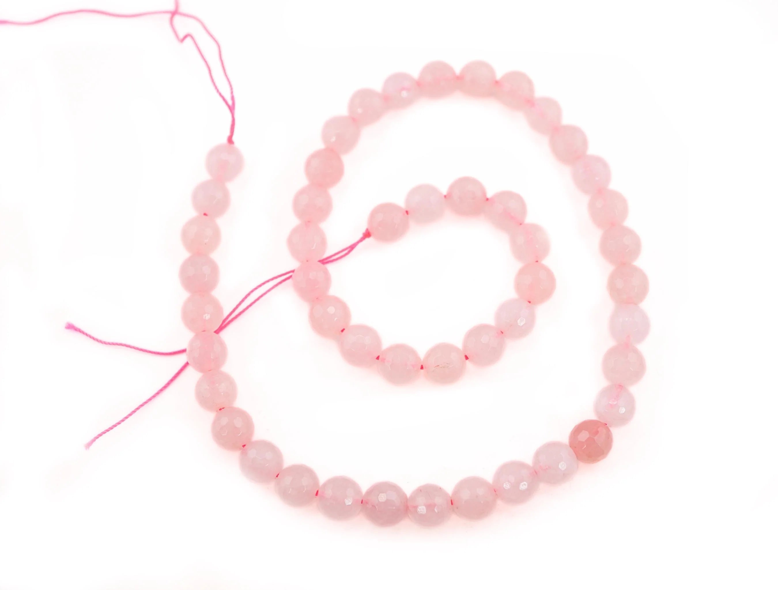 Rose Quartz Faceted Round Shape Gemstone Strand Beads