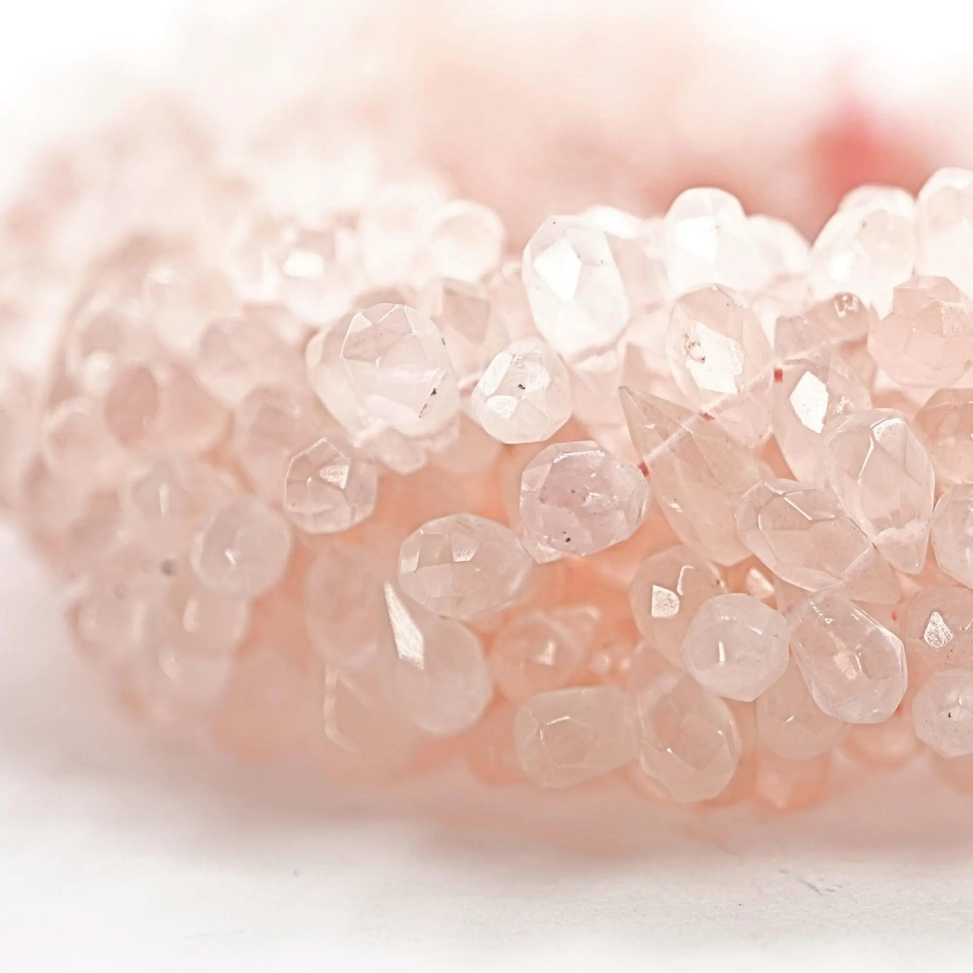 Rose Quartz Faceted Teardrop Shape Gemstone Strand Beads