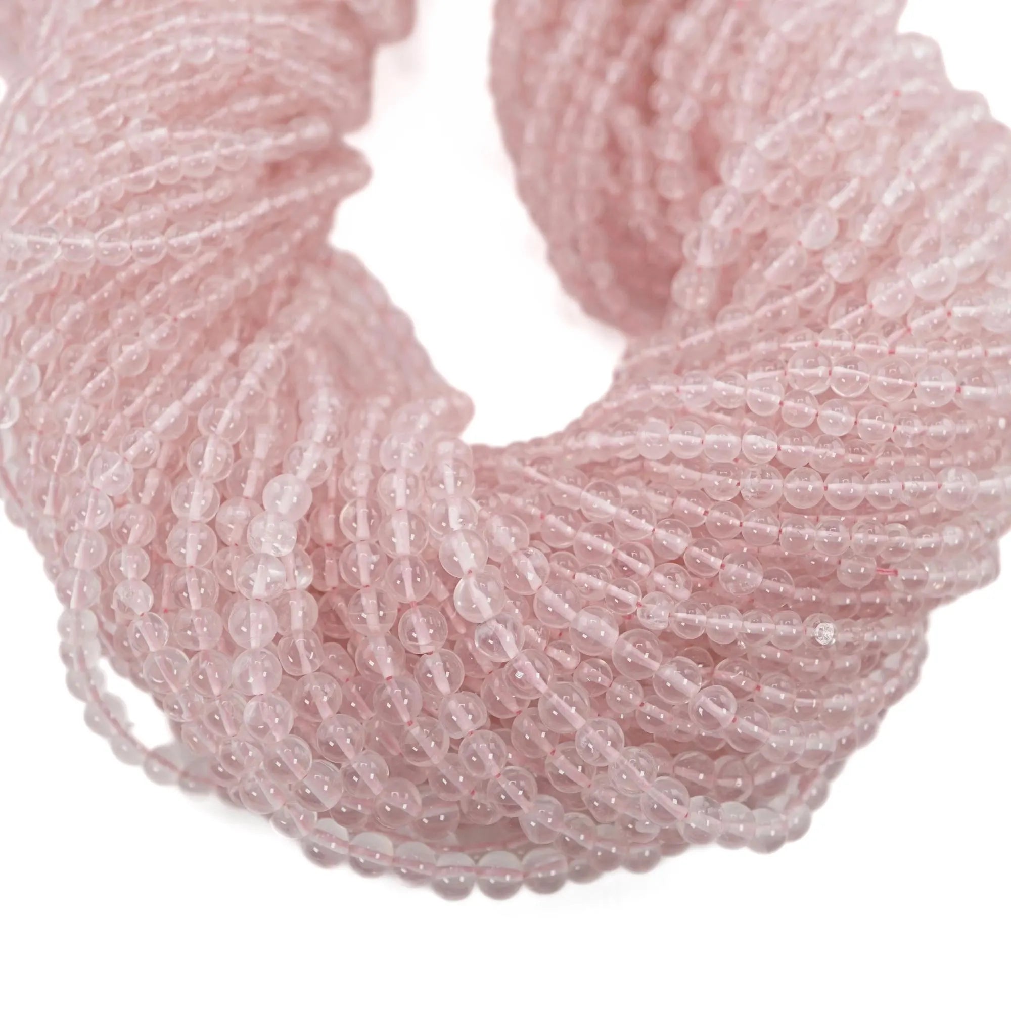 Rose Quartz Smooth Round Shape Gemstone Strand Beads