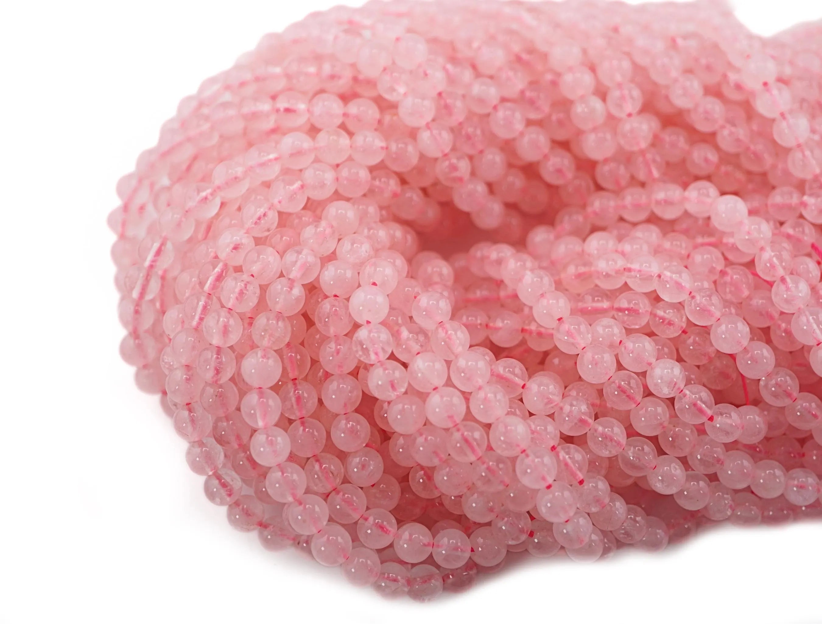 Rose Quartz Smooth Round Shape Gemstone Strand Beads 