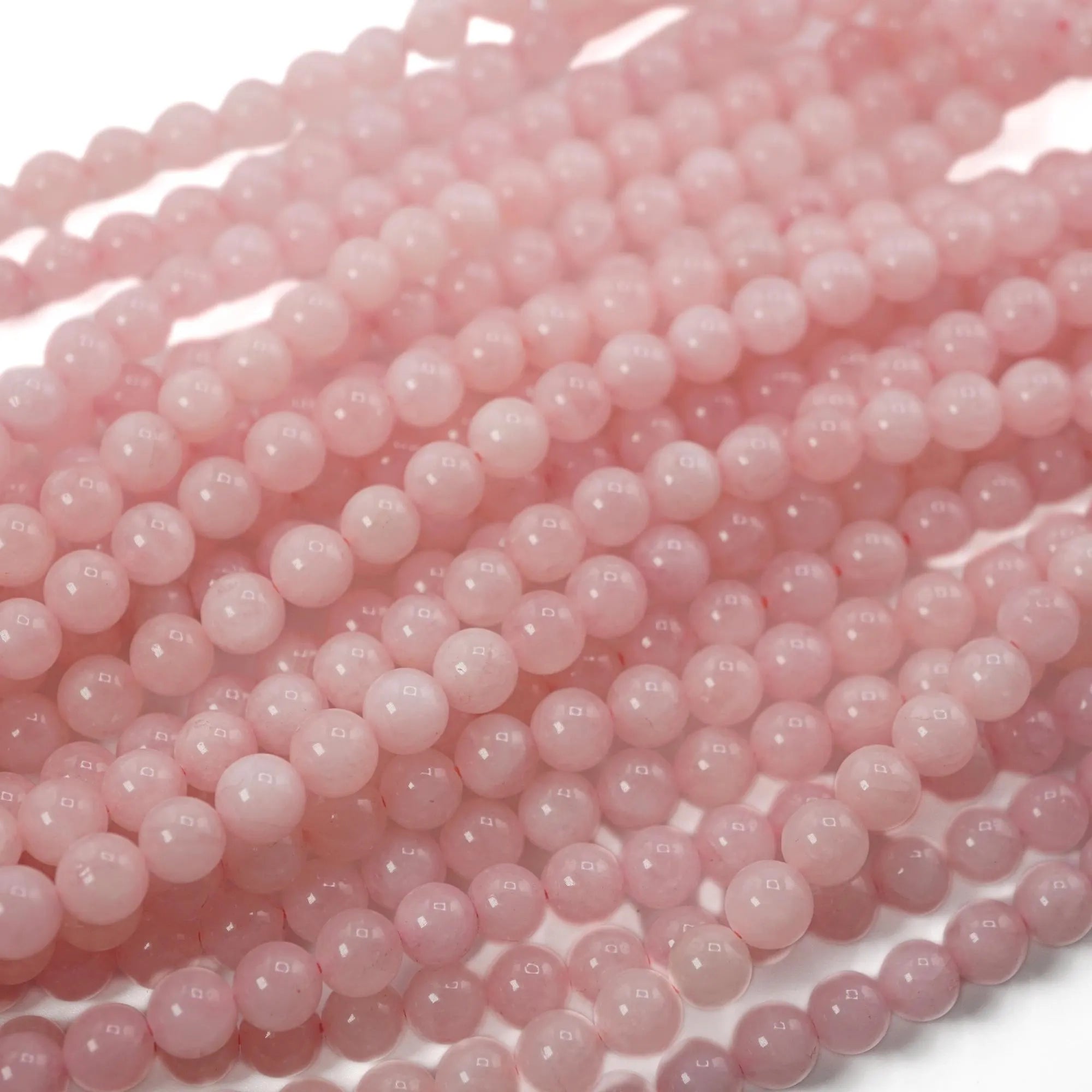 Rose Quartz Smooth Round Shape Gemstone Strand Beads 