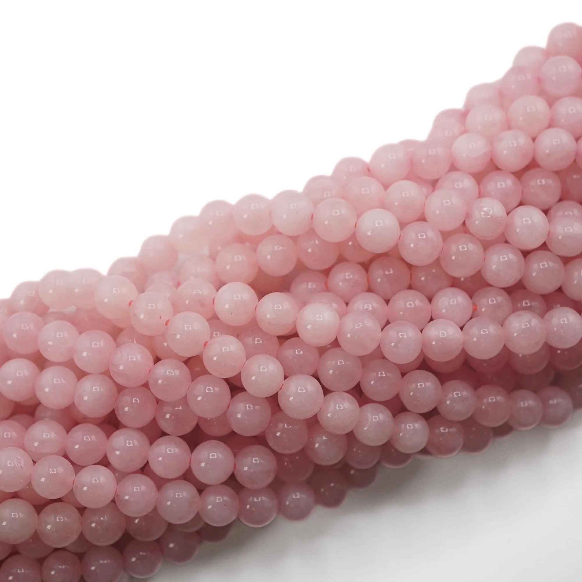 Rose Quartz Smooth Round Shape Gemstone Strand Beads 