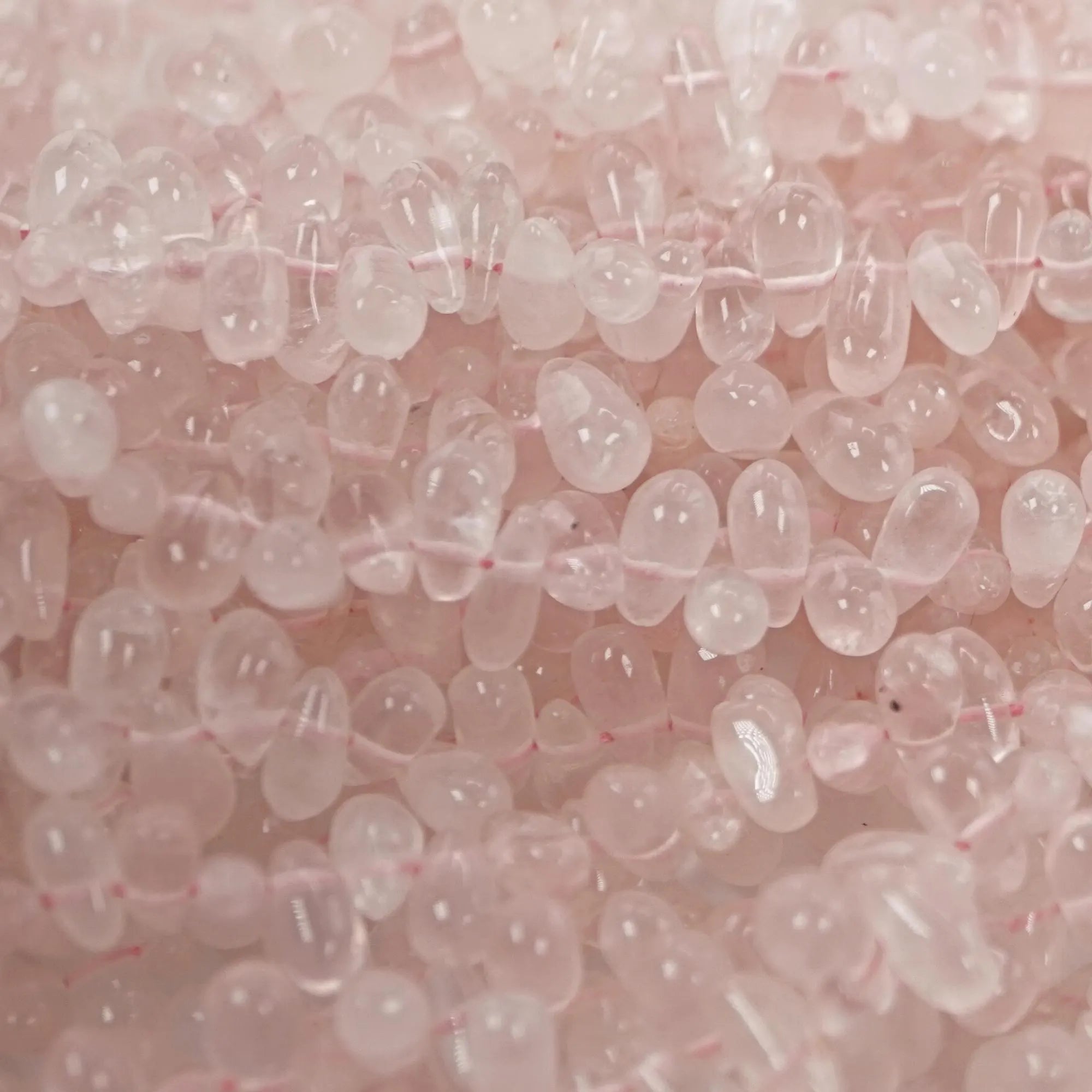 Rose Quartz Smooth Teardrop Shape Gemstone Strand Beads