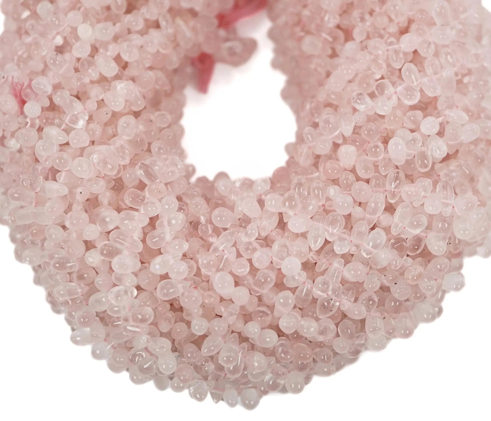 Rose Quartz Smooth Teardrop Shape Gemstone Strand Beads