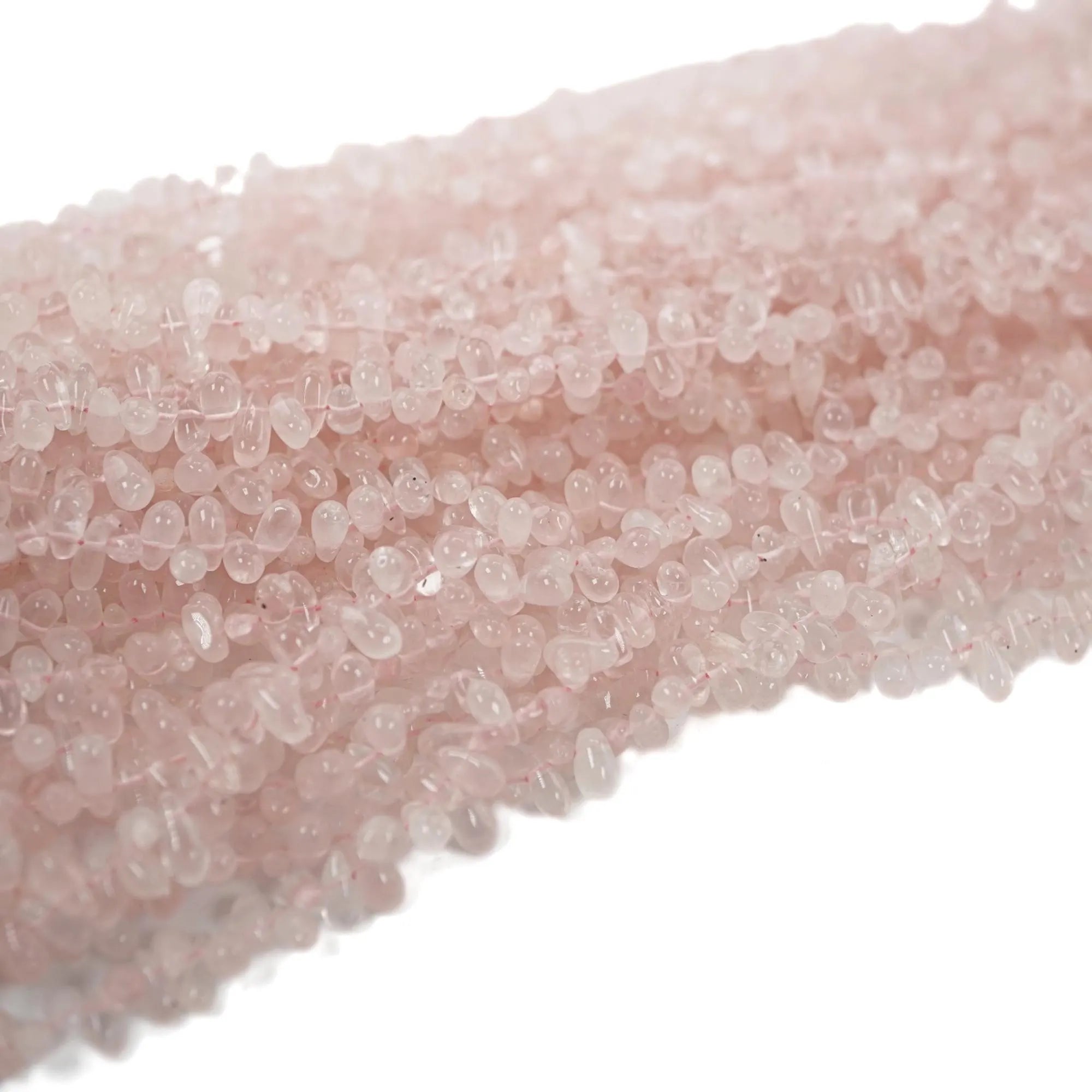 Rose Quartz Smooth Teardrop Shape Gemstone Strand Beads
