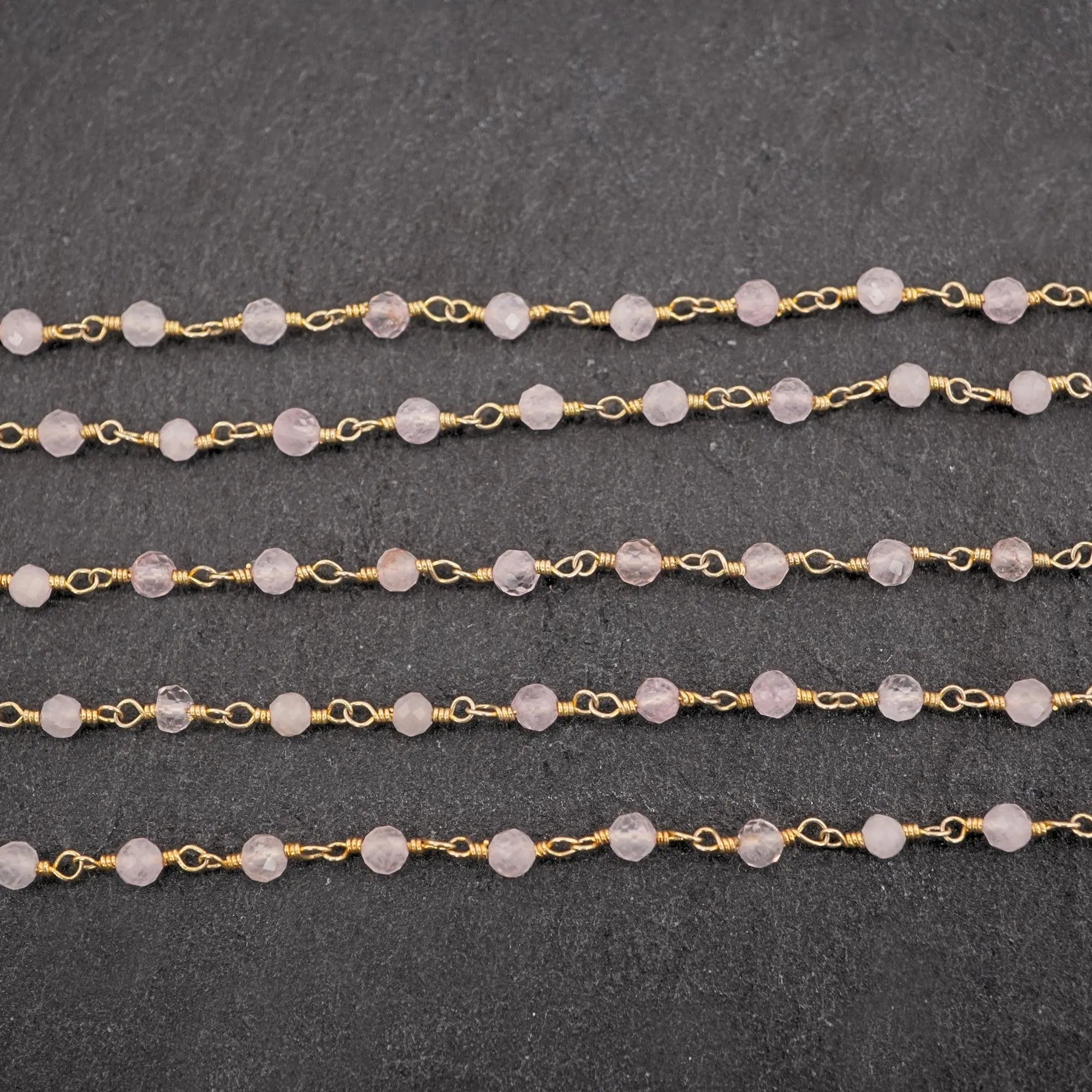 Rose quartz rosary beads chain

