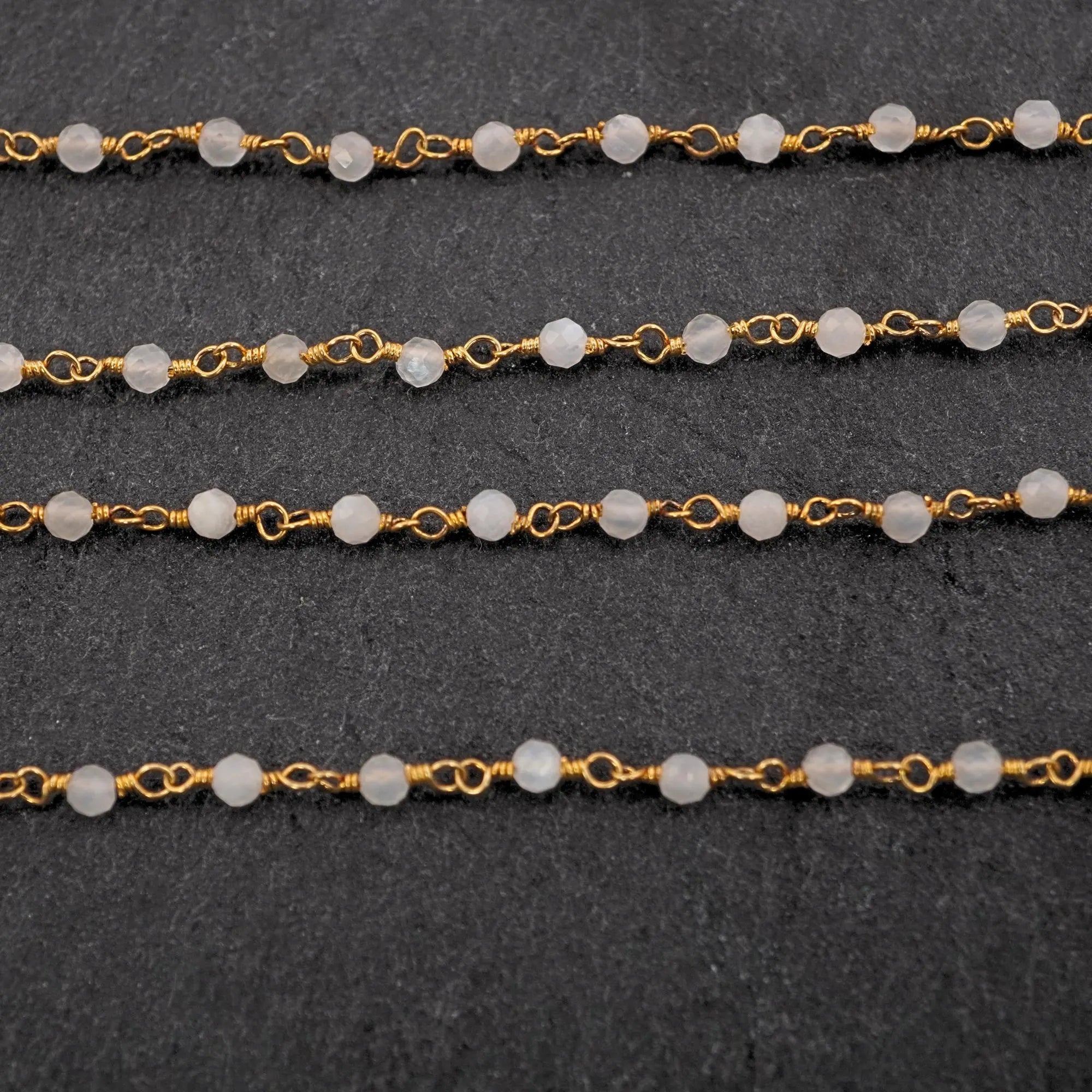 Round quartz gemstone beads chain

