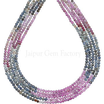 Round sapphire beads faceted gemstone strand