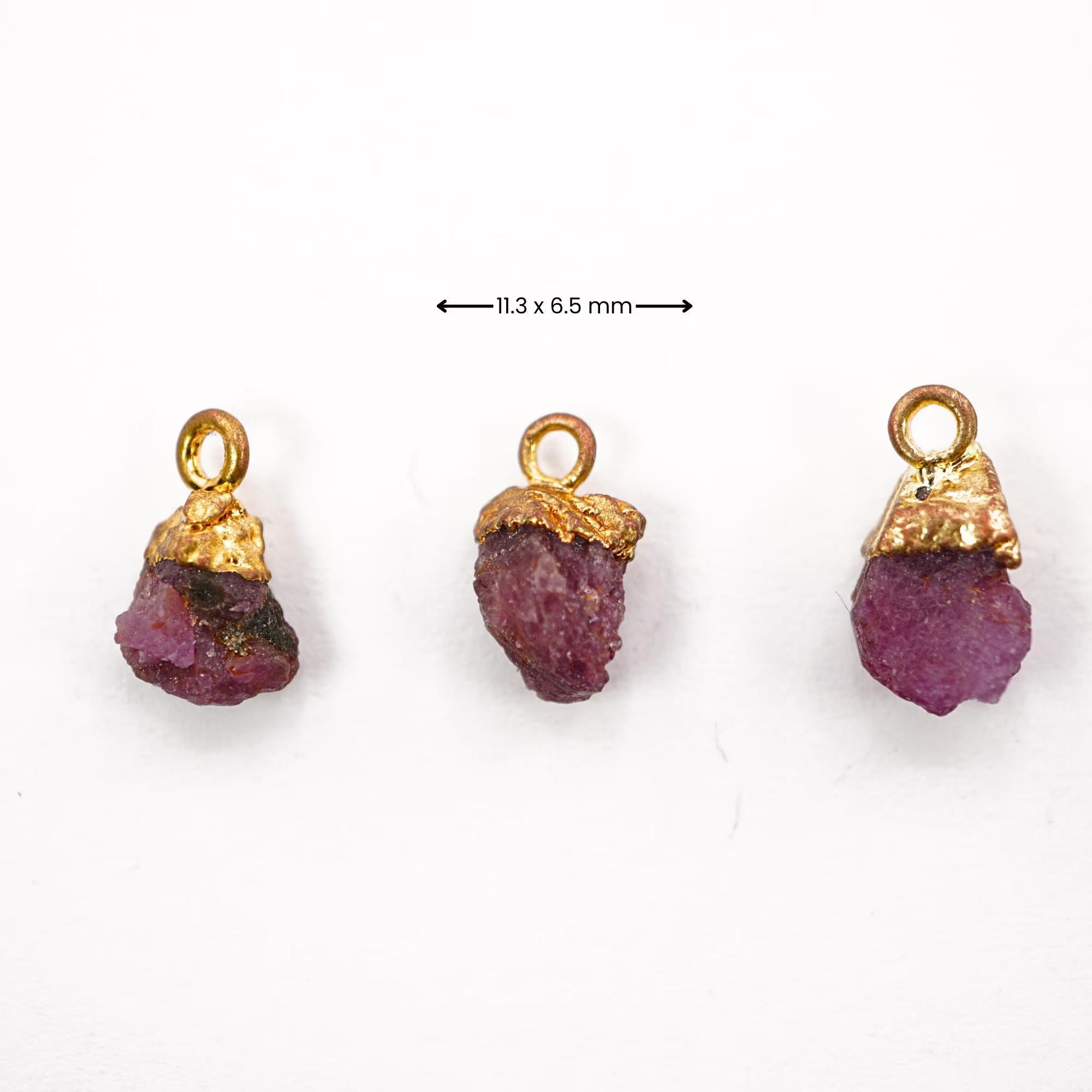 Ruby Rough Shape Gemstone Gold Electroplated Charm Pendant