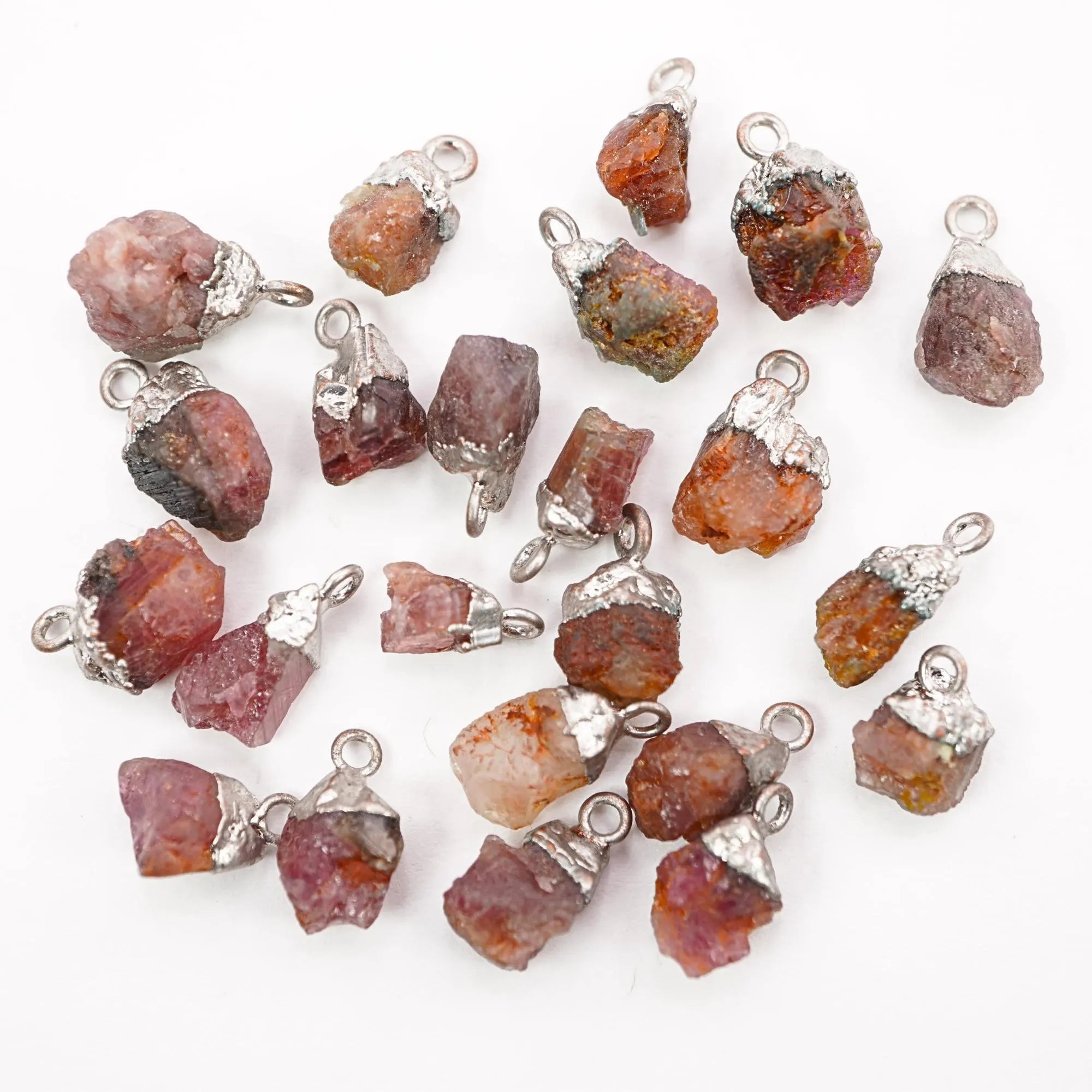 Ruby Rough Shape Gemstone Silver Electroplated Charm Pendant