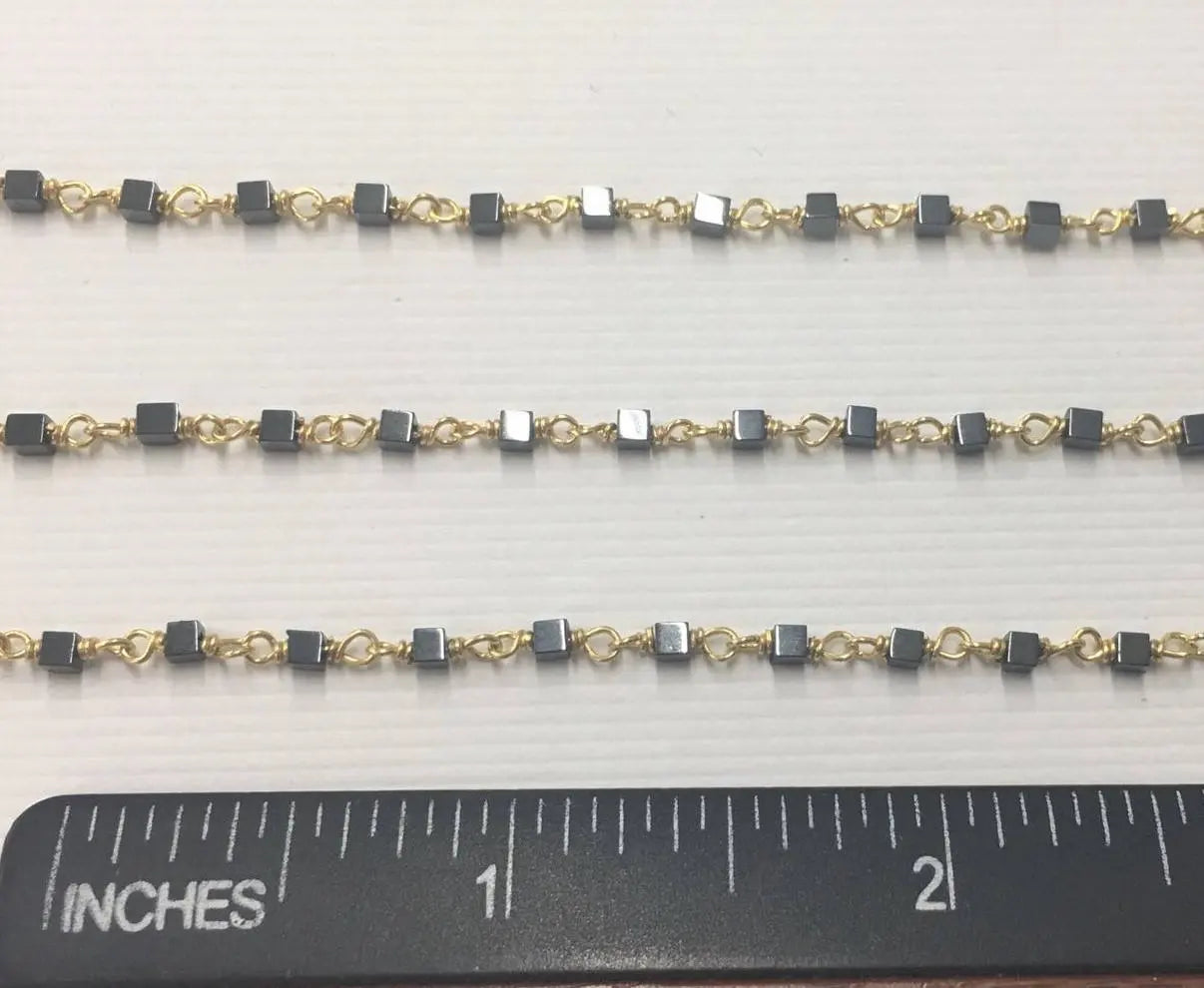 Hematite Gemstone Sterling Silver Rosary Chain 