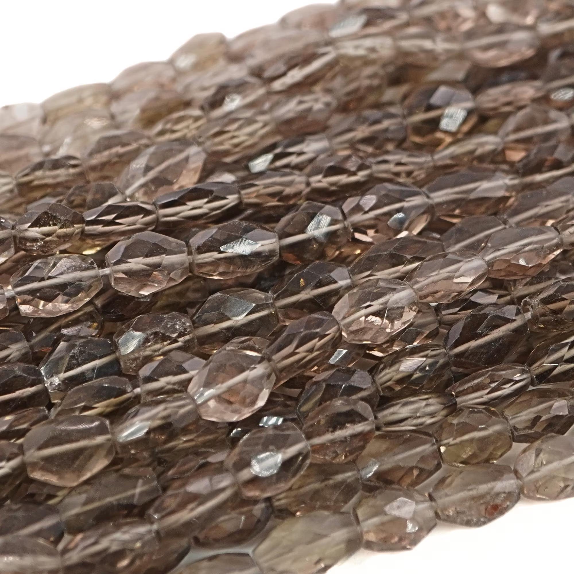 Smokey Quartz Faceted Oval Shape Gemstone Strand Beads