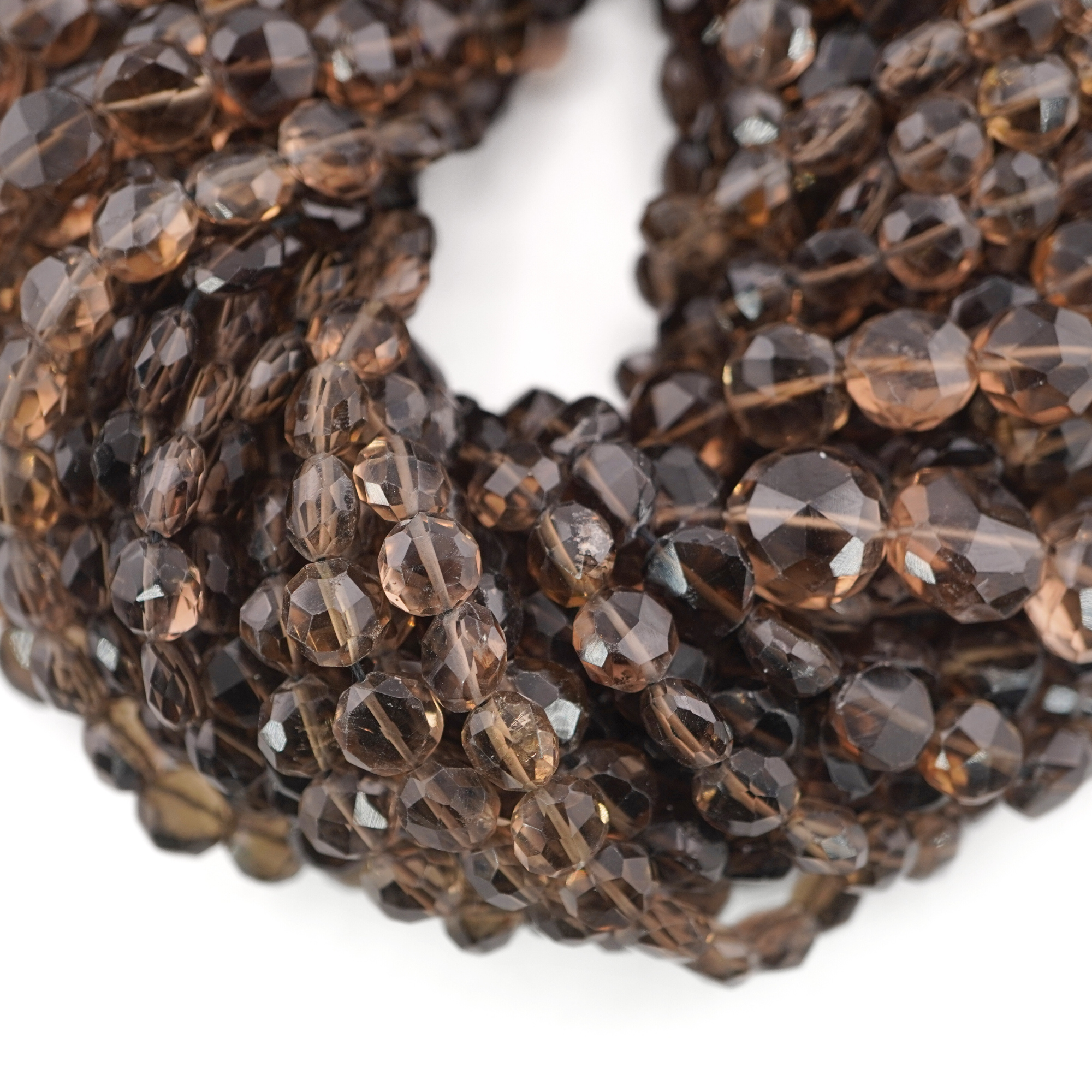 Smokey Quartz Faceted Round Shape Gemstone Strand Beads