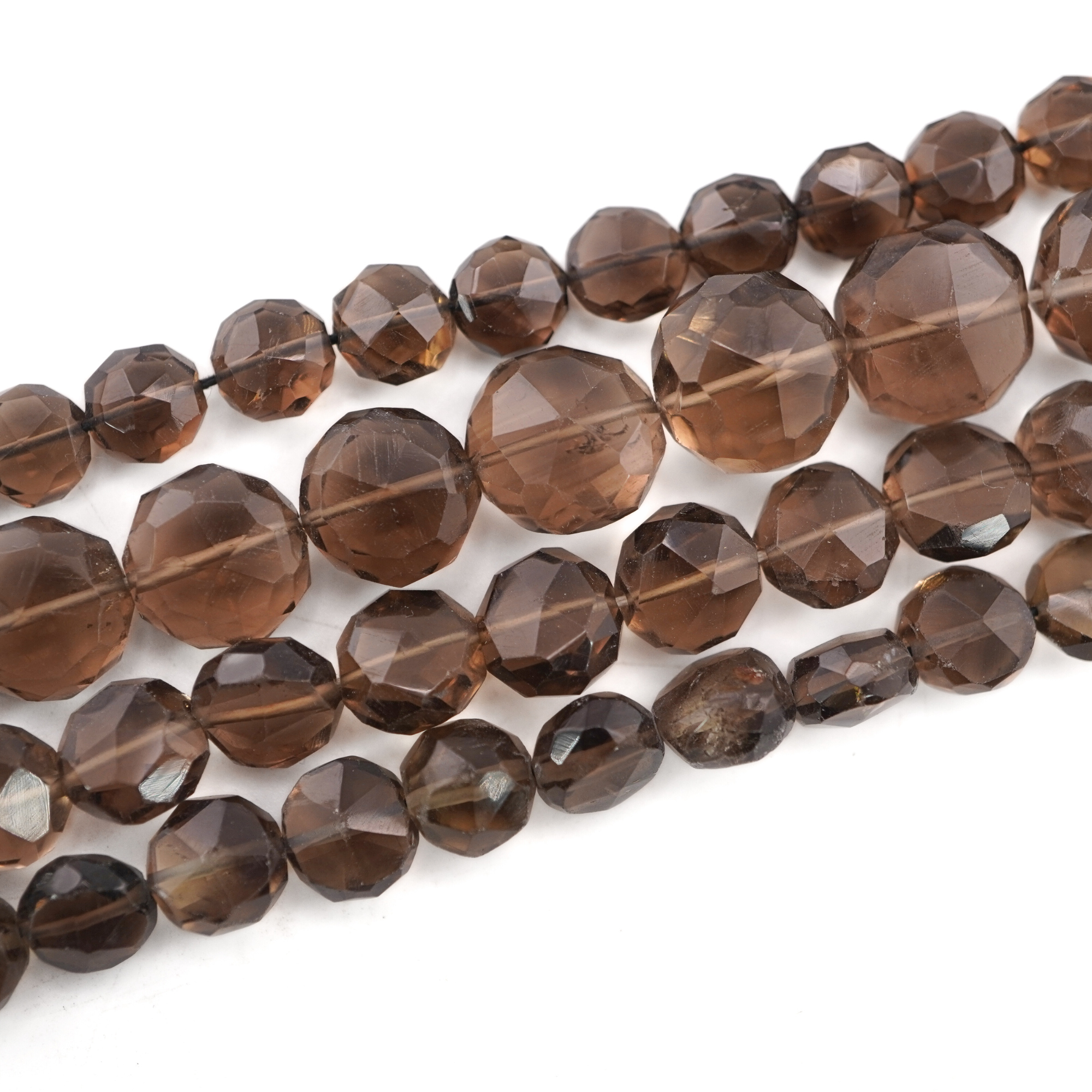 Smokey Quartz Faceted Round Shape Gemstone Strand Beads