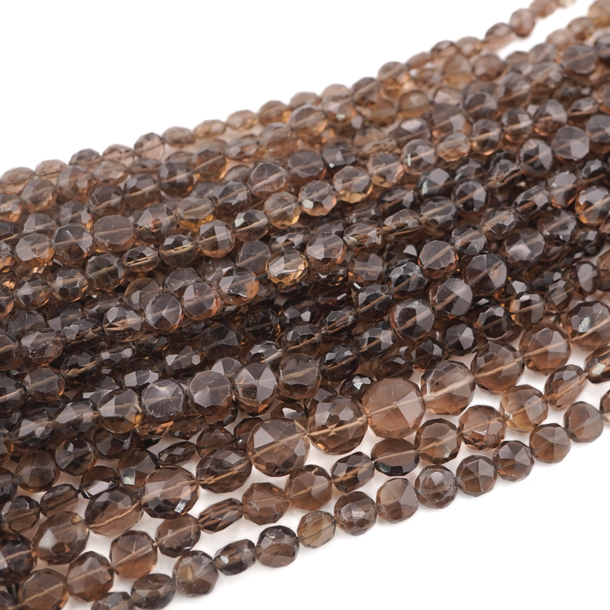 Smokey Quartz Faceted Round Shape Gemstone Strand Beads