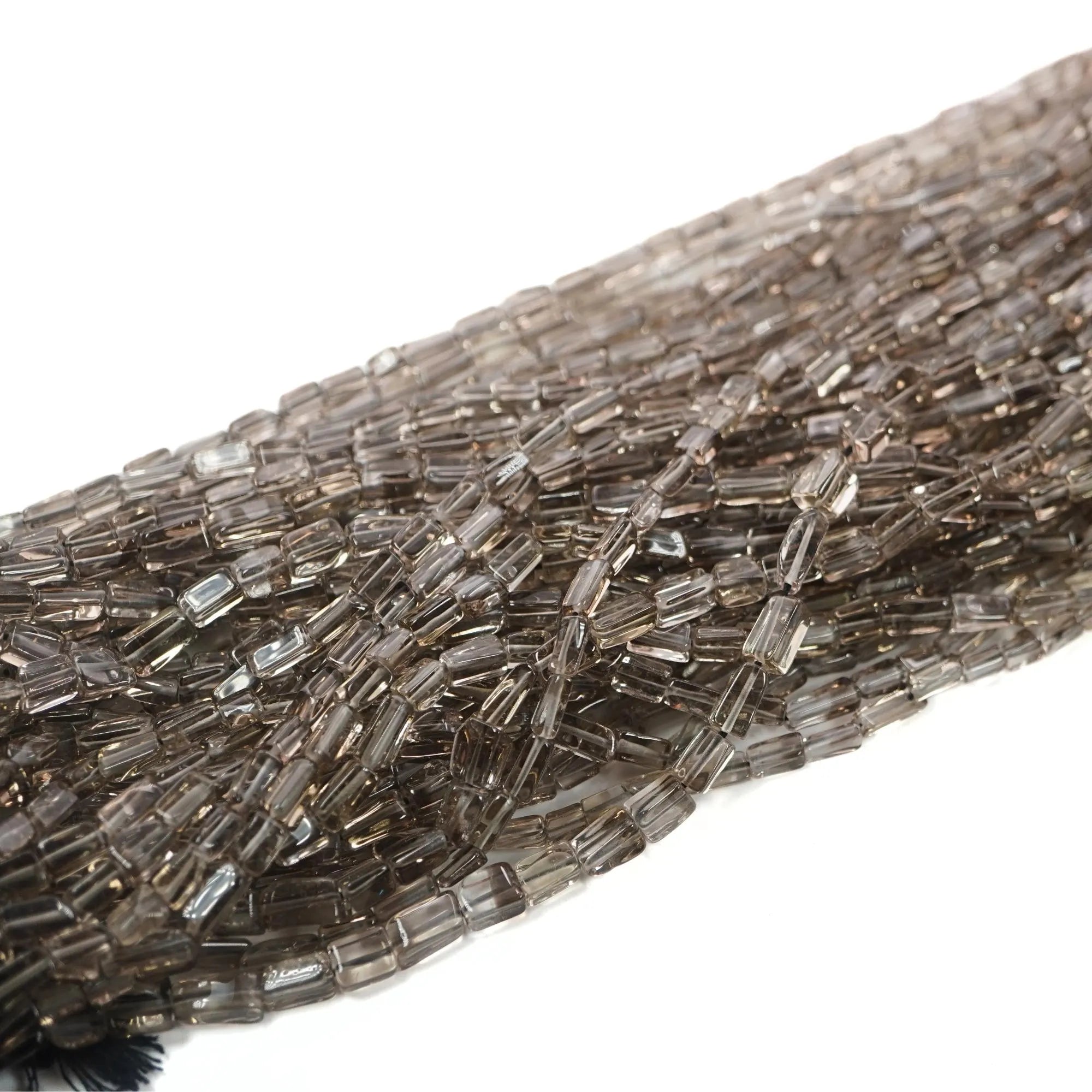 Smokey Quartz Smooth Rectangle Shape Gemstone Strand Beads
