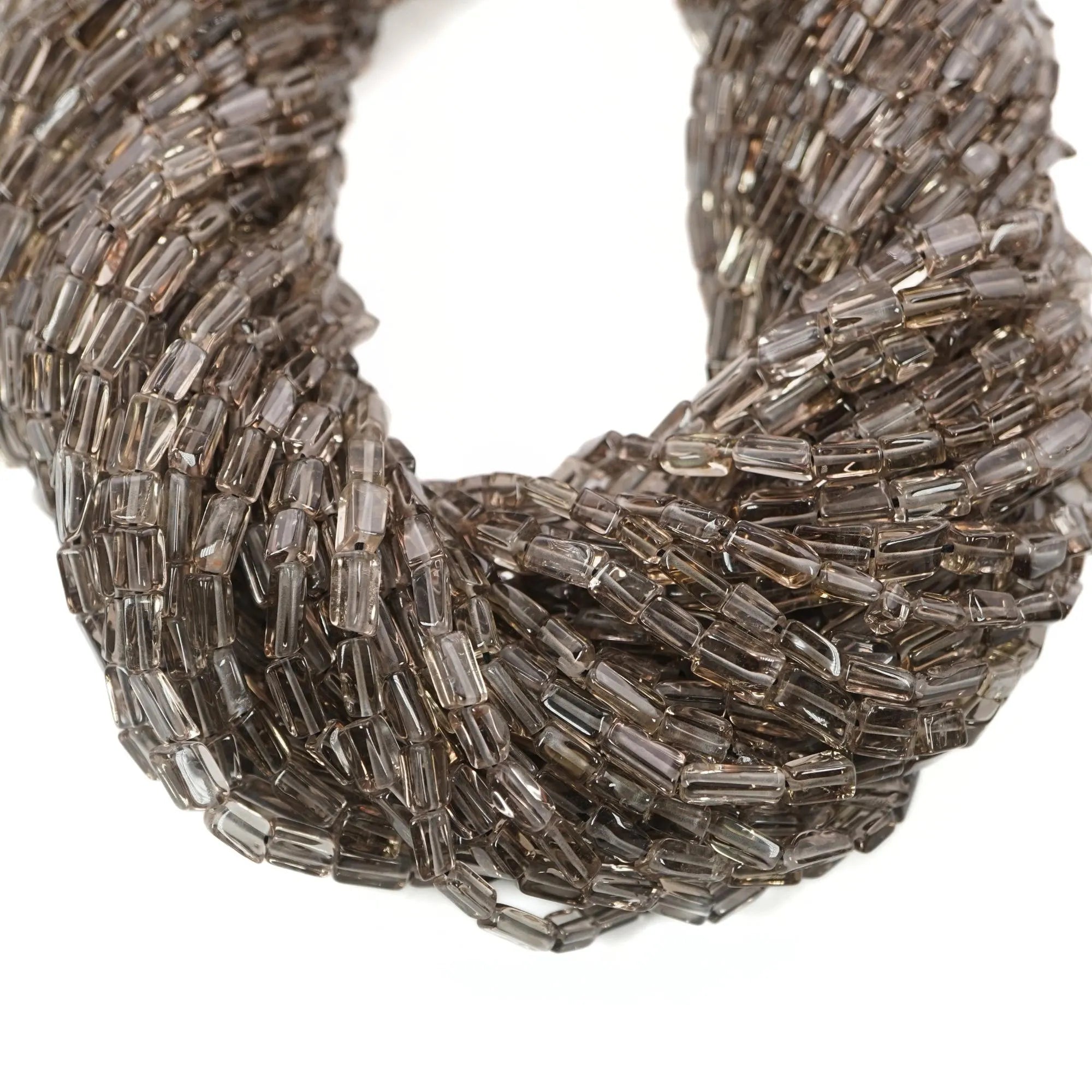 Smokey Quartz Smooth Rectangle Shape Gemstone Strand Beads