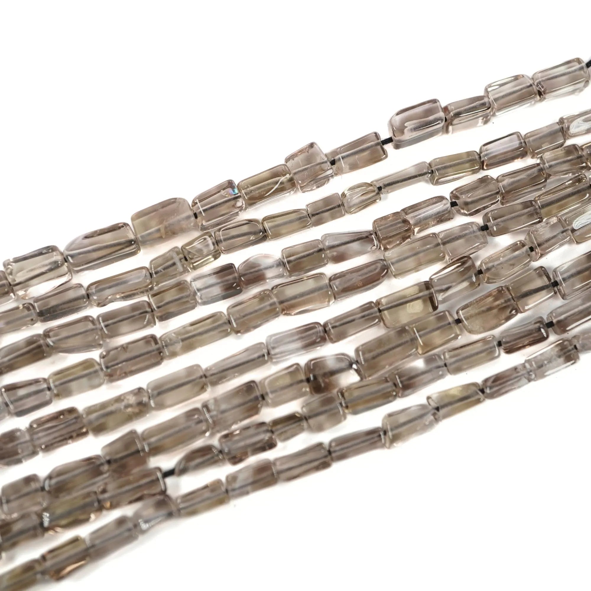 Smokey Quartz Smooth Rectangle Shape Gemstone Strand Beads