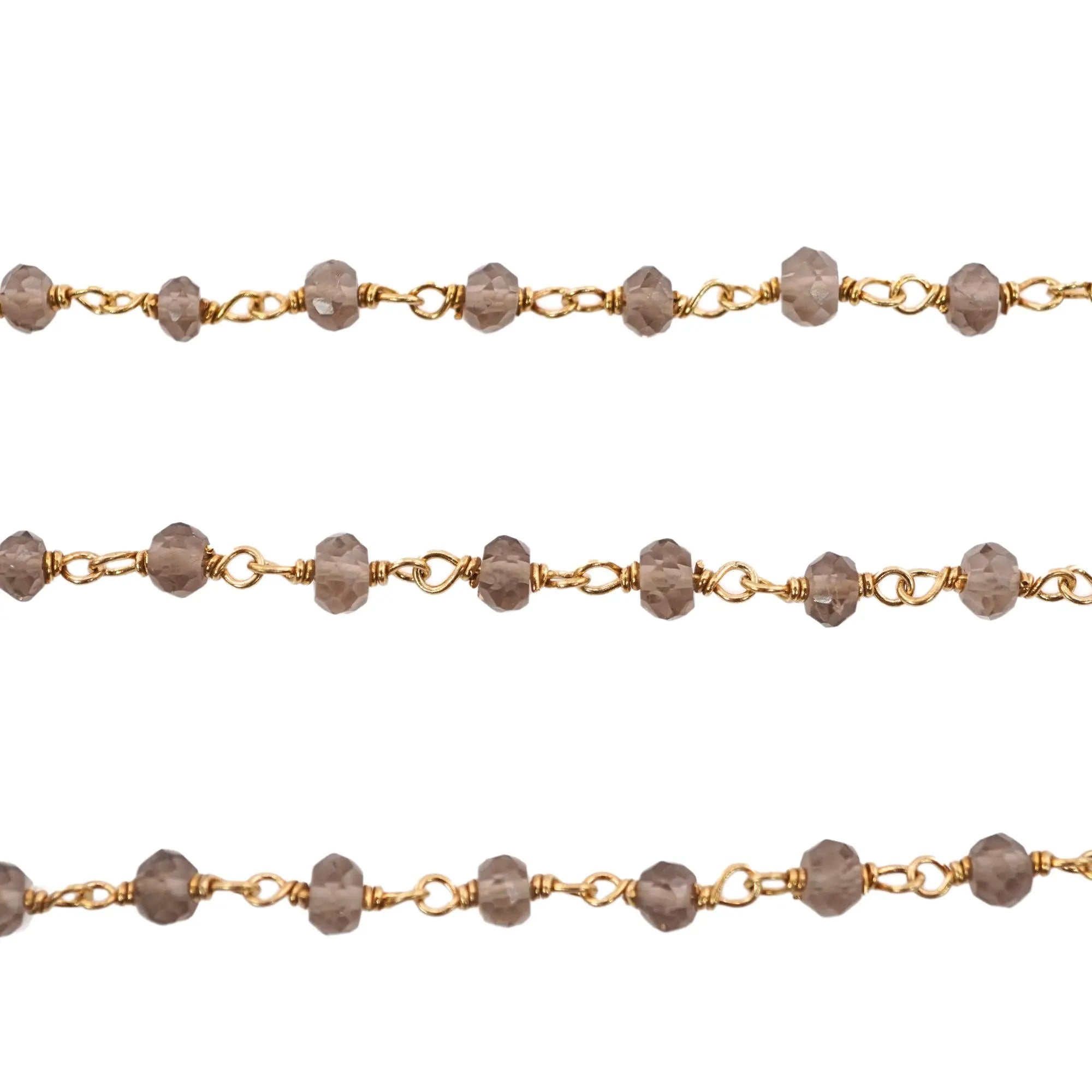 Smoky quartz brass wire chain

