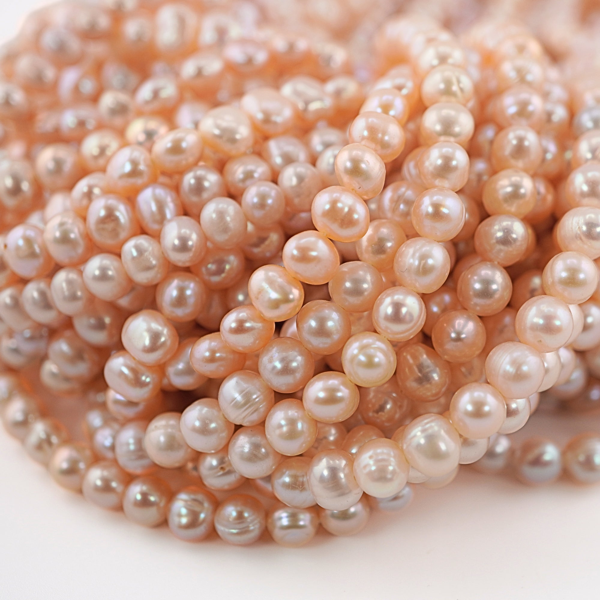 Soft Peach Potato Beads Close-up


