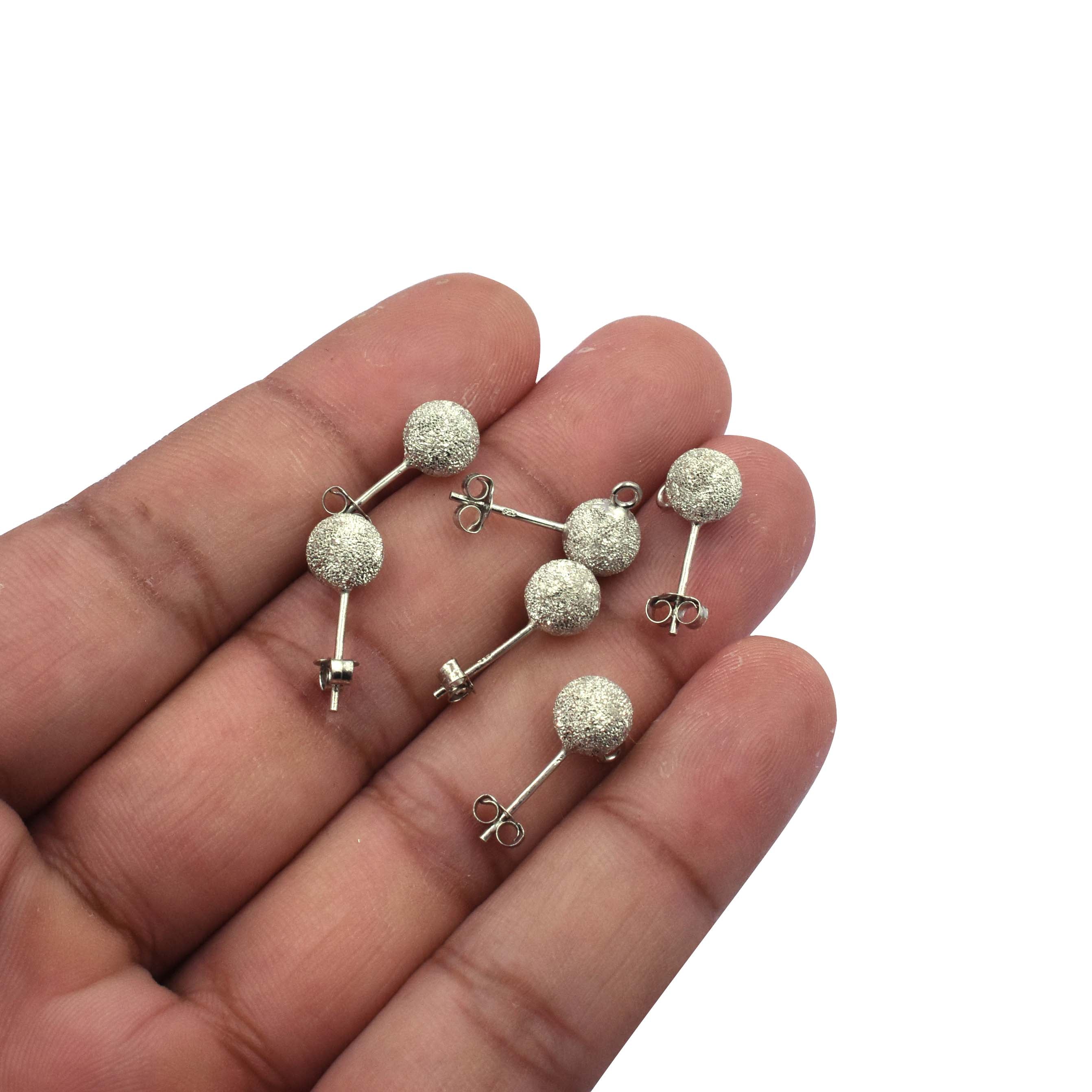 Sterling Silver Earrings with Stardust Finish and Loop