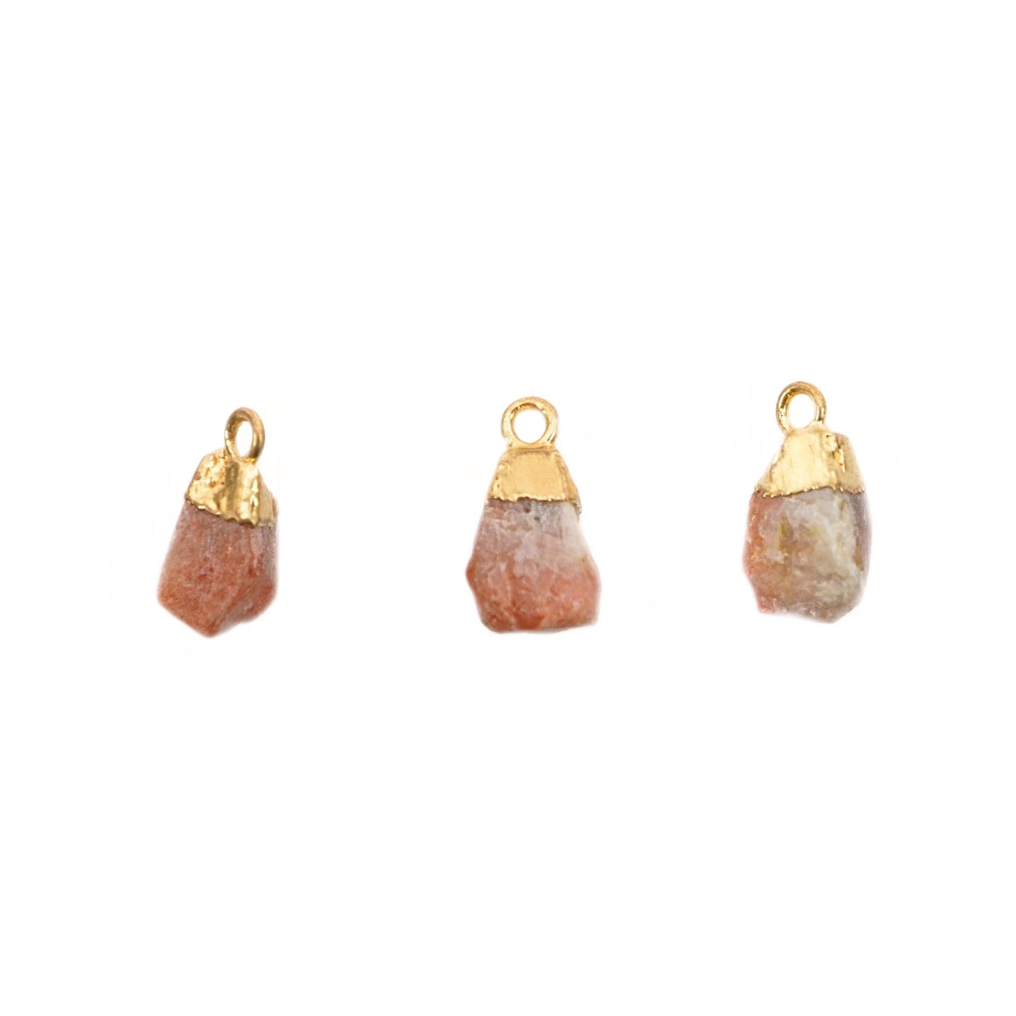 Sunstone Rough Shape Gemstone Gold Electroplated Charm Pendant 