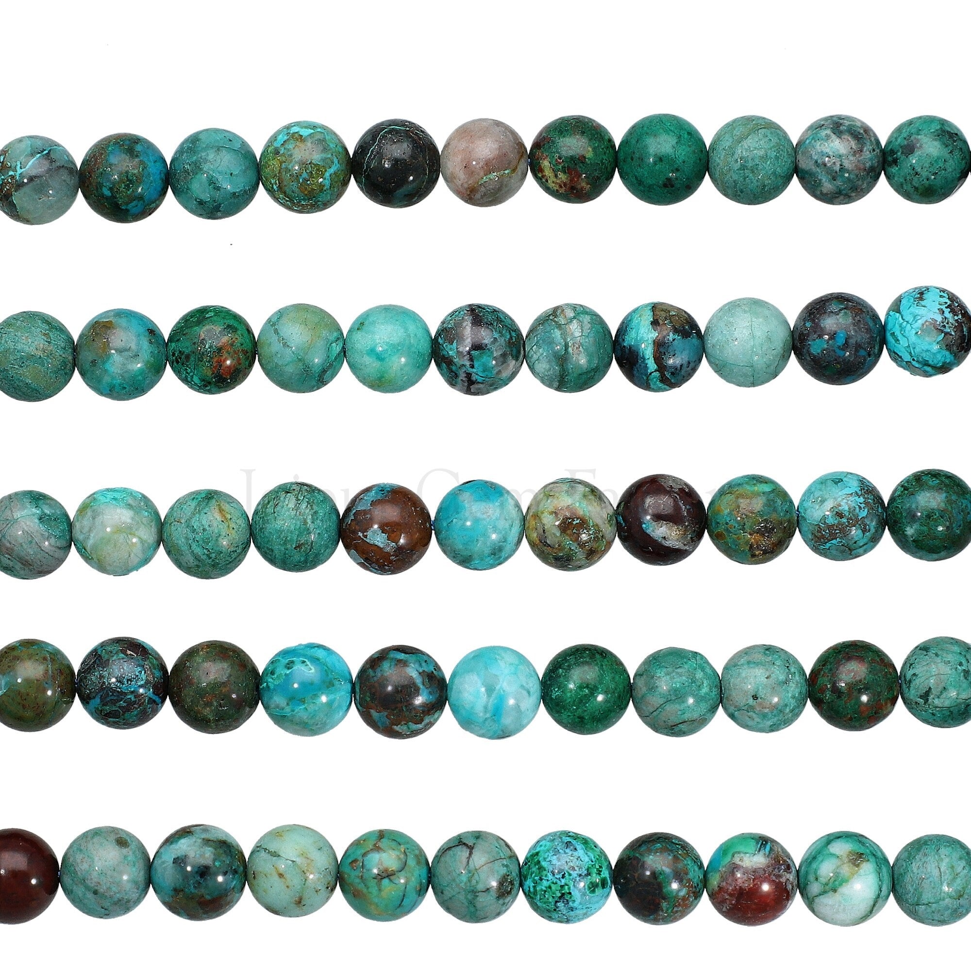 Turquoise Blue Chrysocolla Smooth Round Shape Stand Beads 