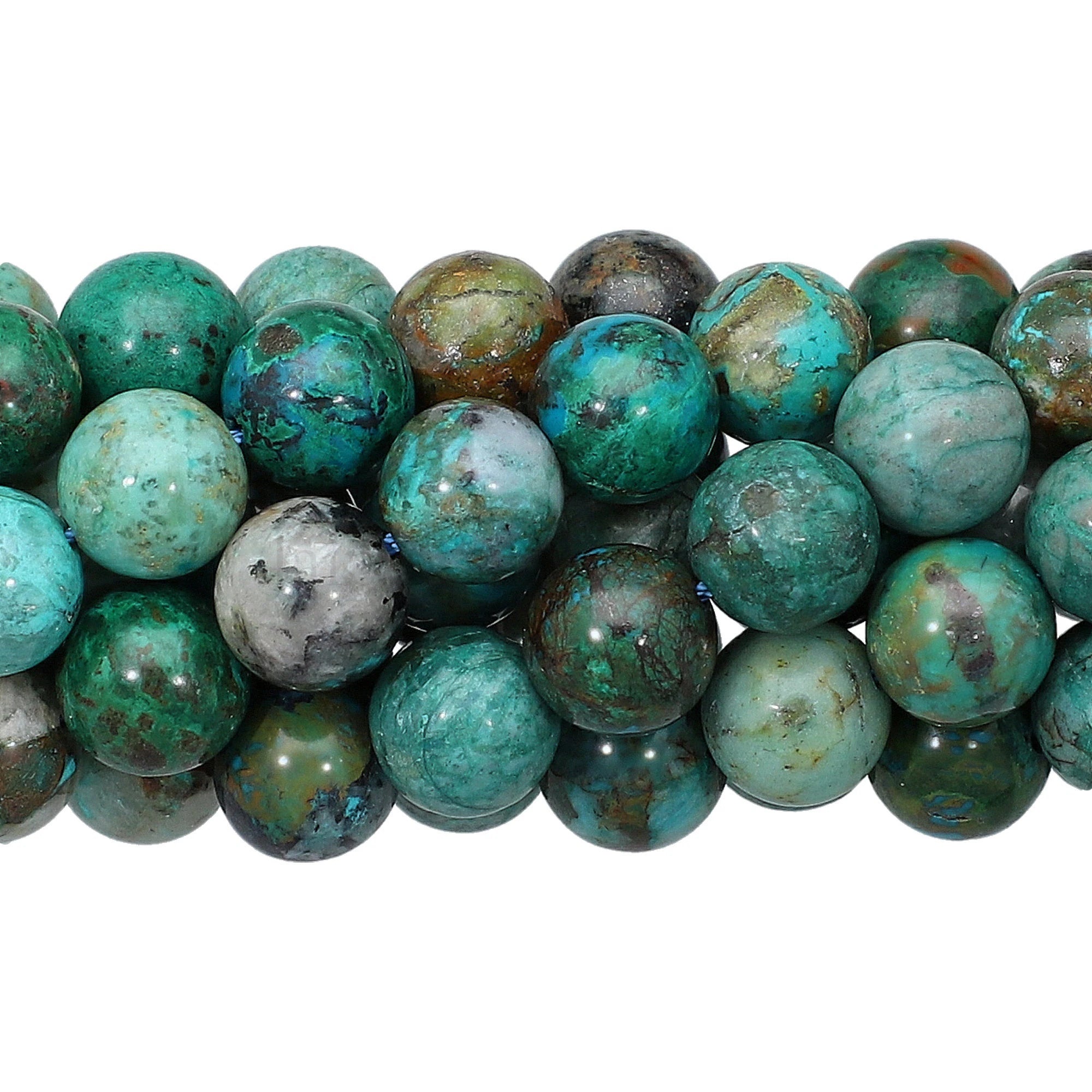 Turquoise Blue Chrysocolla Smooth Round Shape Stand Beads 