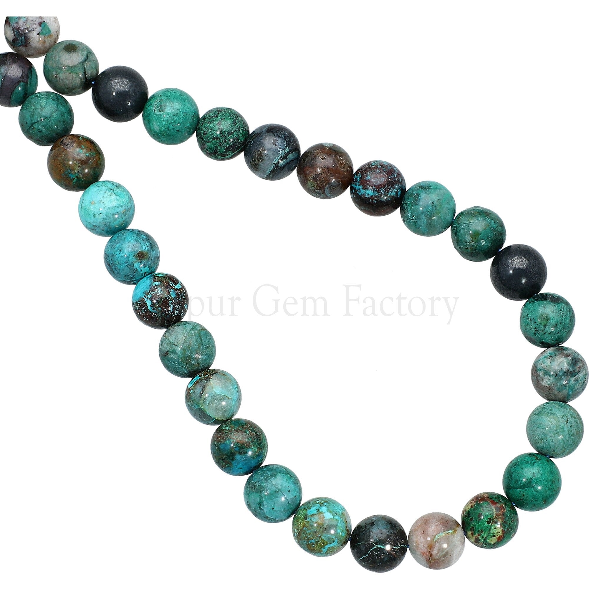 Turquoise Blue Chrysocolla Smooth Round Shape Stand Beads 