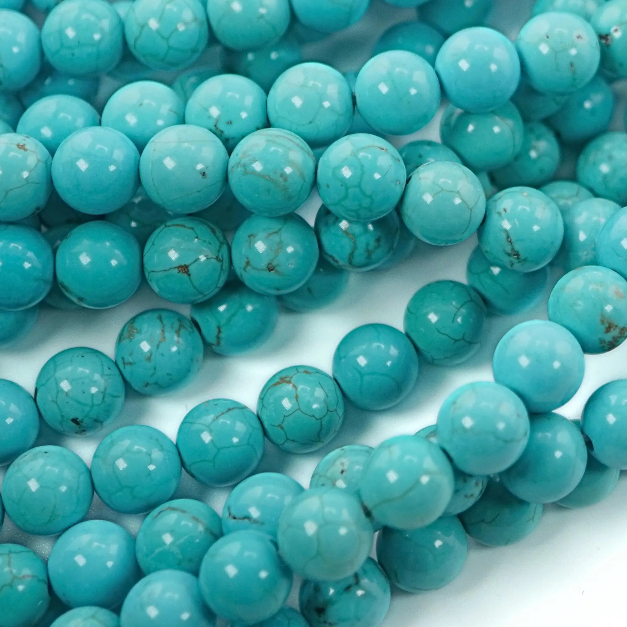 Turquoise Smooth Round Shape Gemstone Strand Beads