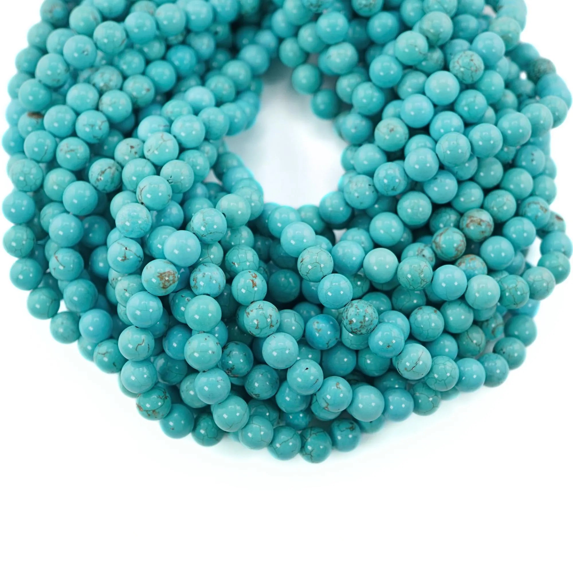 Turquoise Smooth Round Shape Gemstone Strand Beads