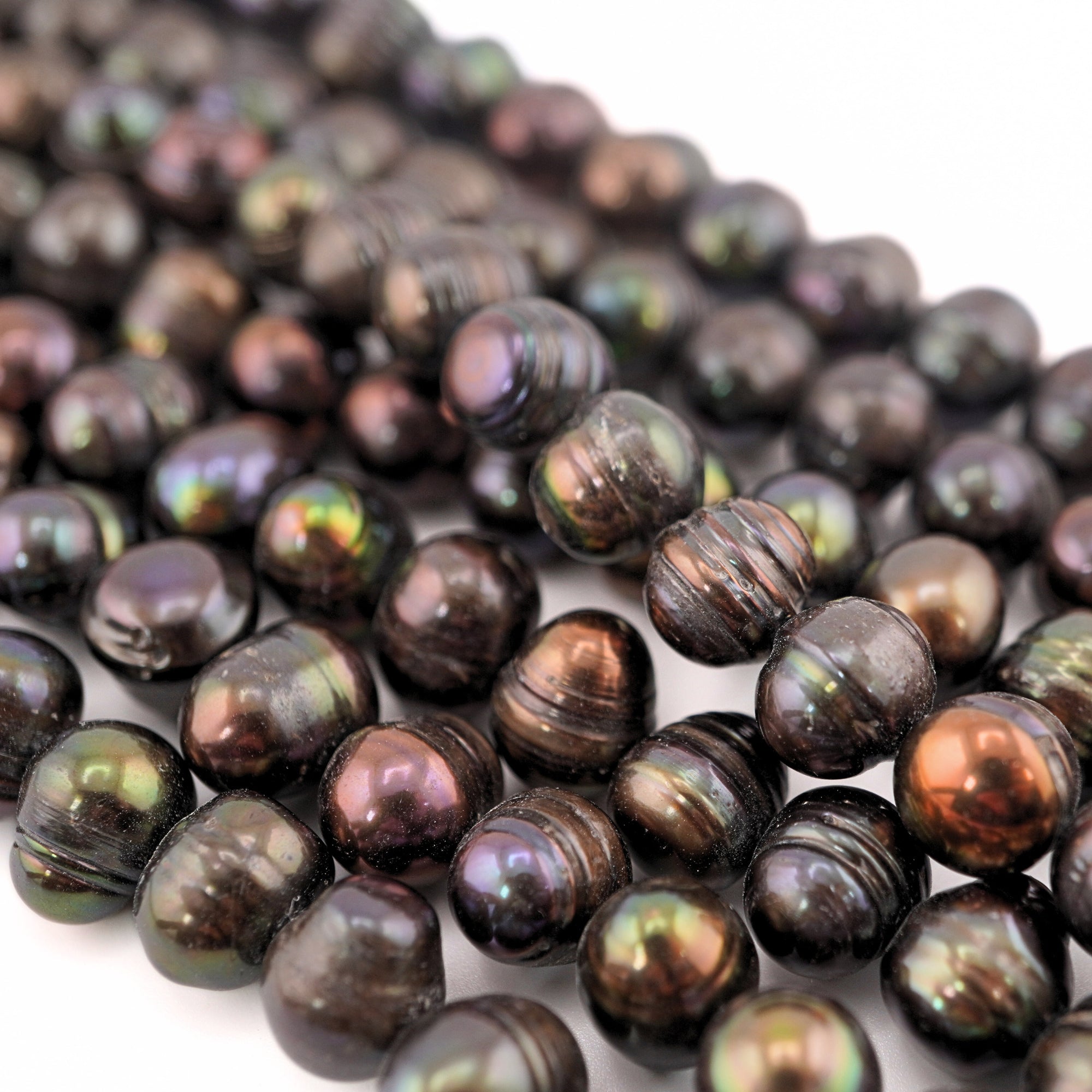 Unique Peacock Freshwater Beads Close-up

