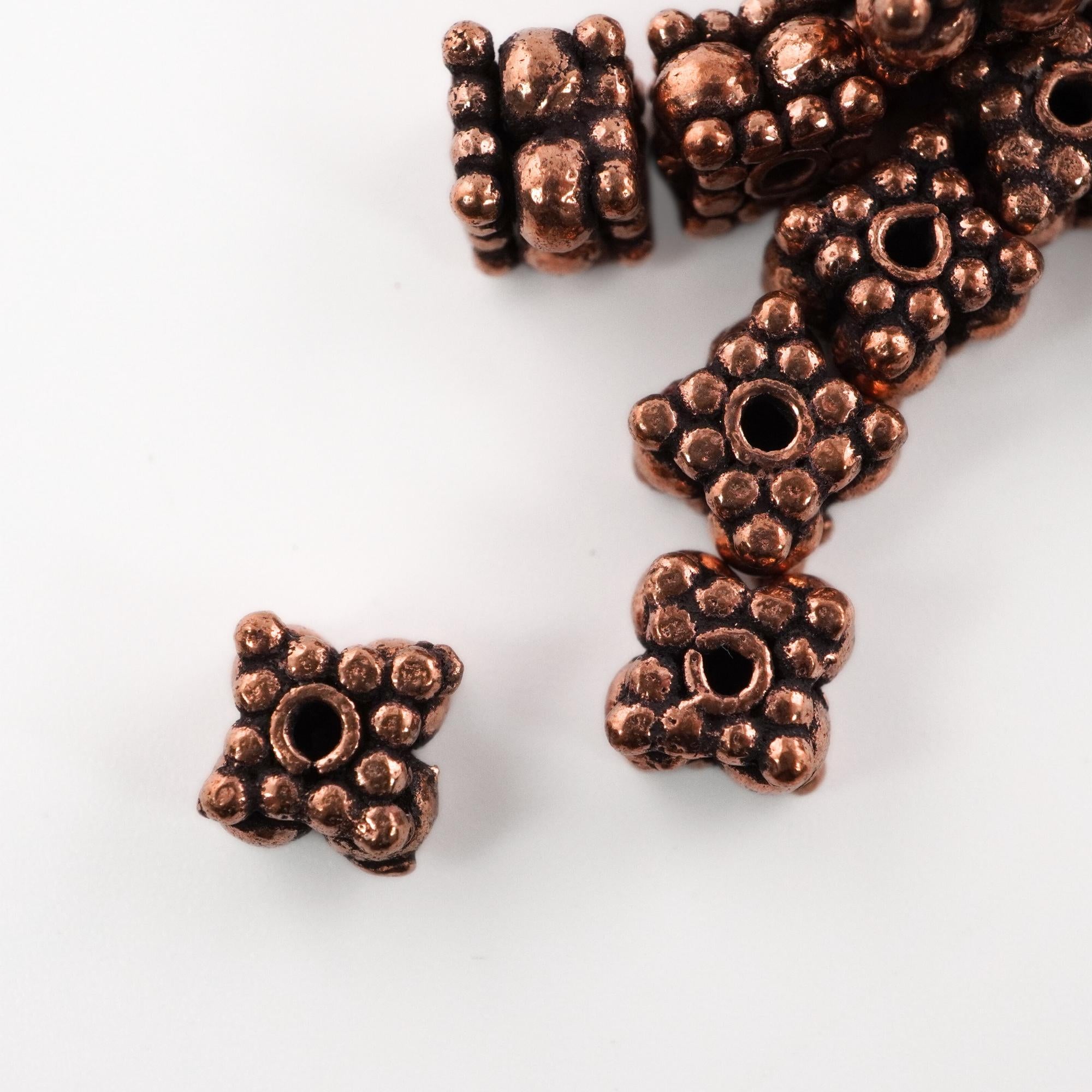 Vintage copper square spacer beads for DIY crafts

