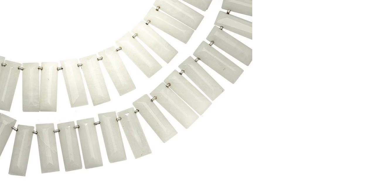 White Aventurine Faceted Rectangle Shape Gemstone Strand Beads 