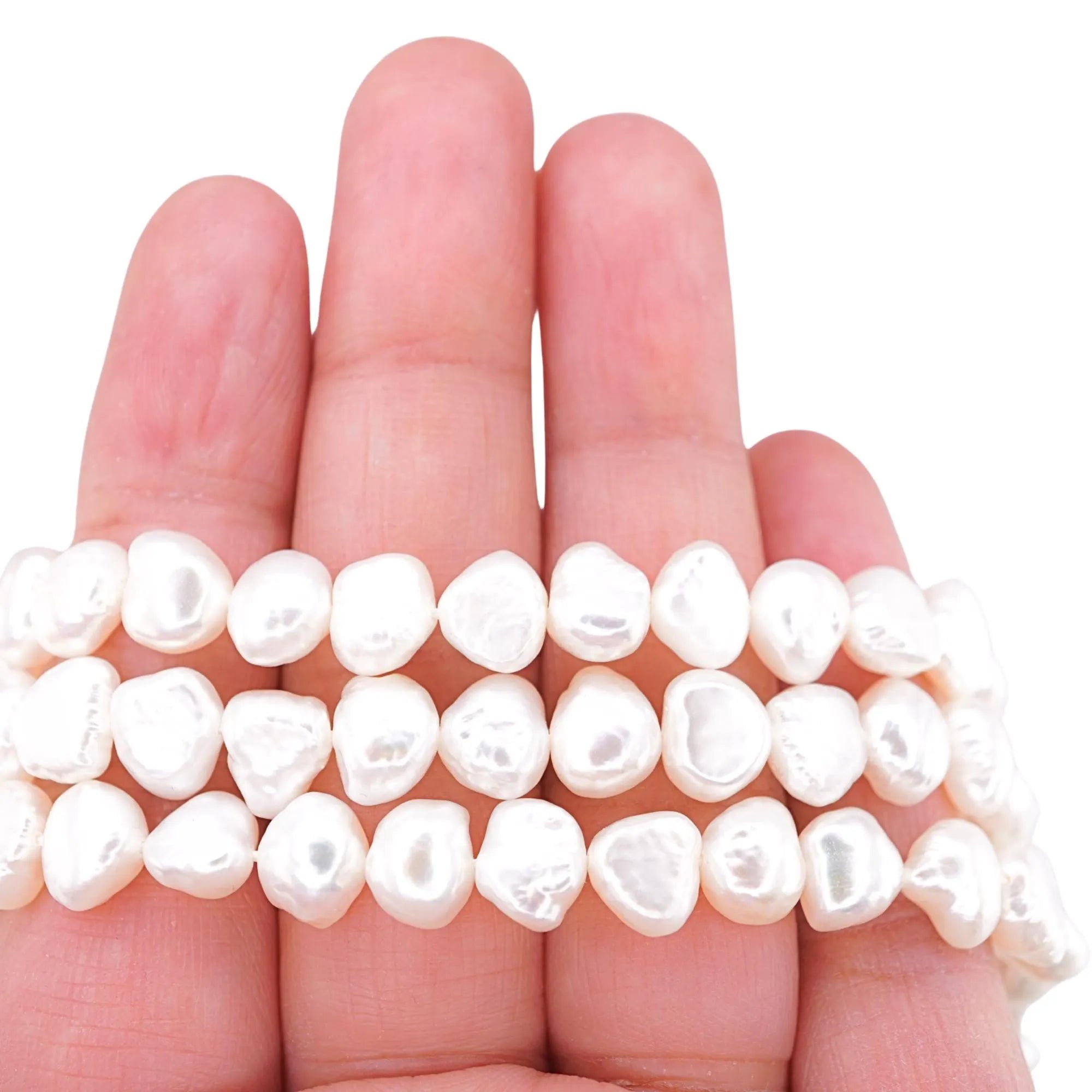 White Freshwater Pearl Baroque Shape Strand Beads 