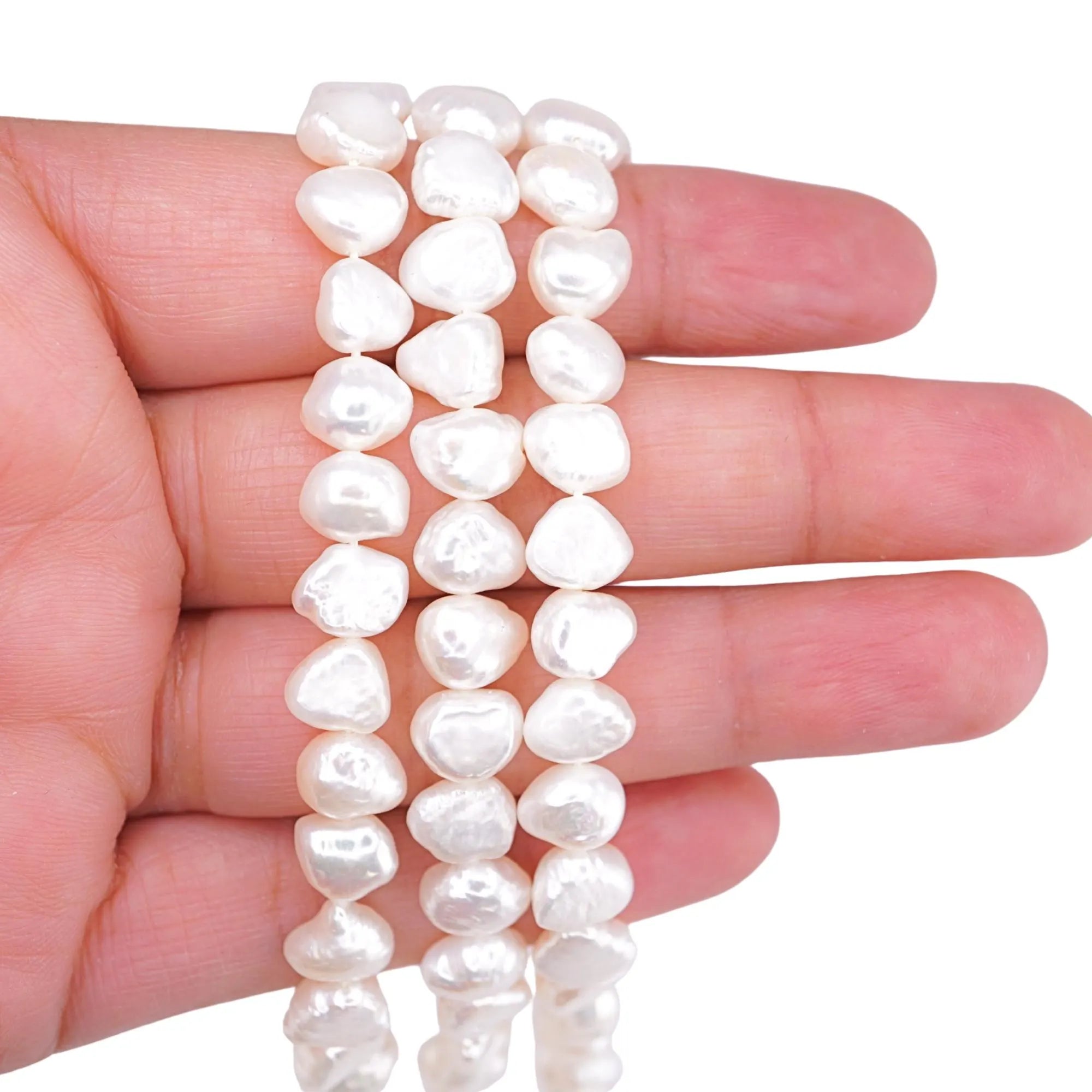 White Freshwater Pearl Baroque Shape Strand Beads 