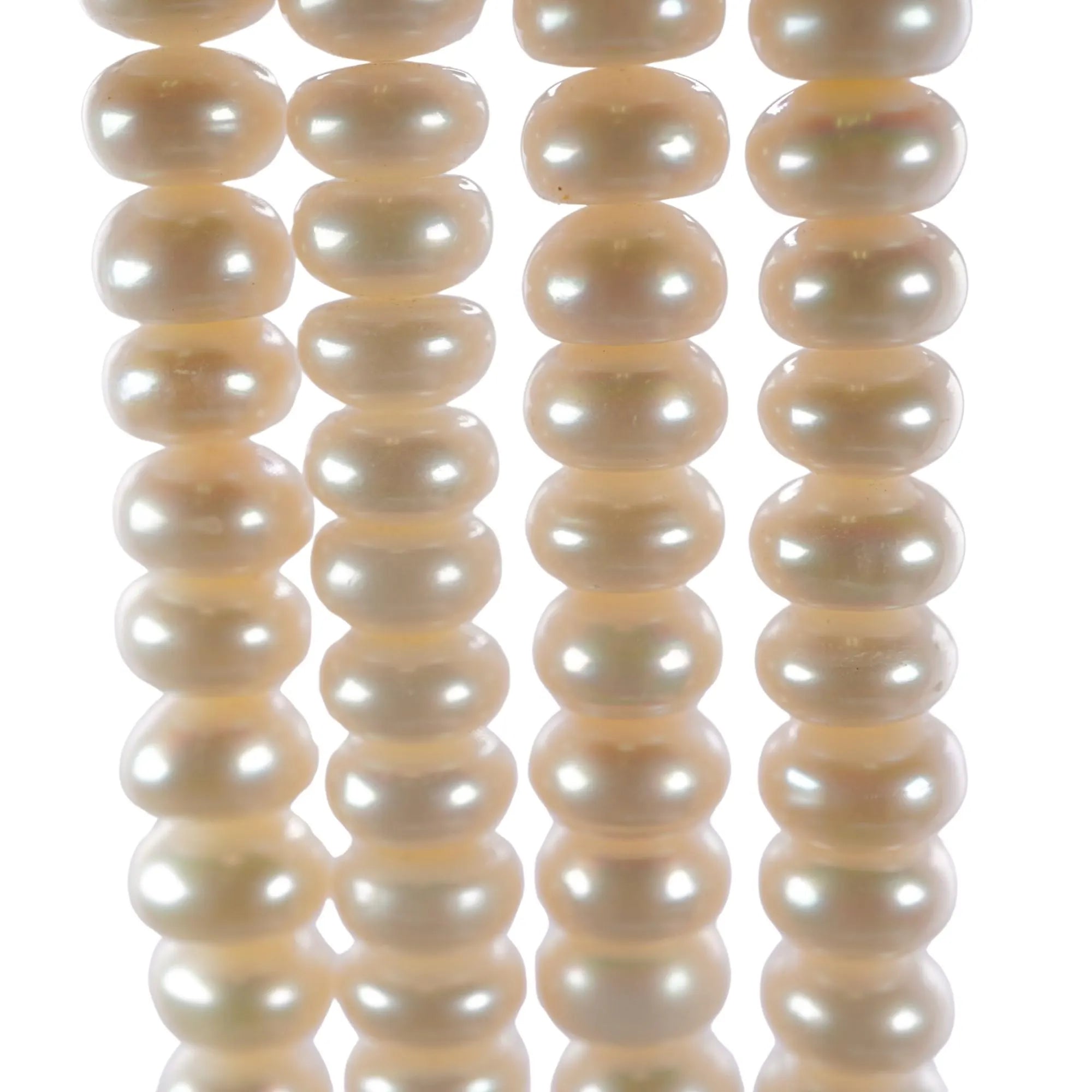 White Freshwater Pearls Button Shape Beads Strand