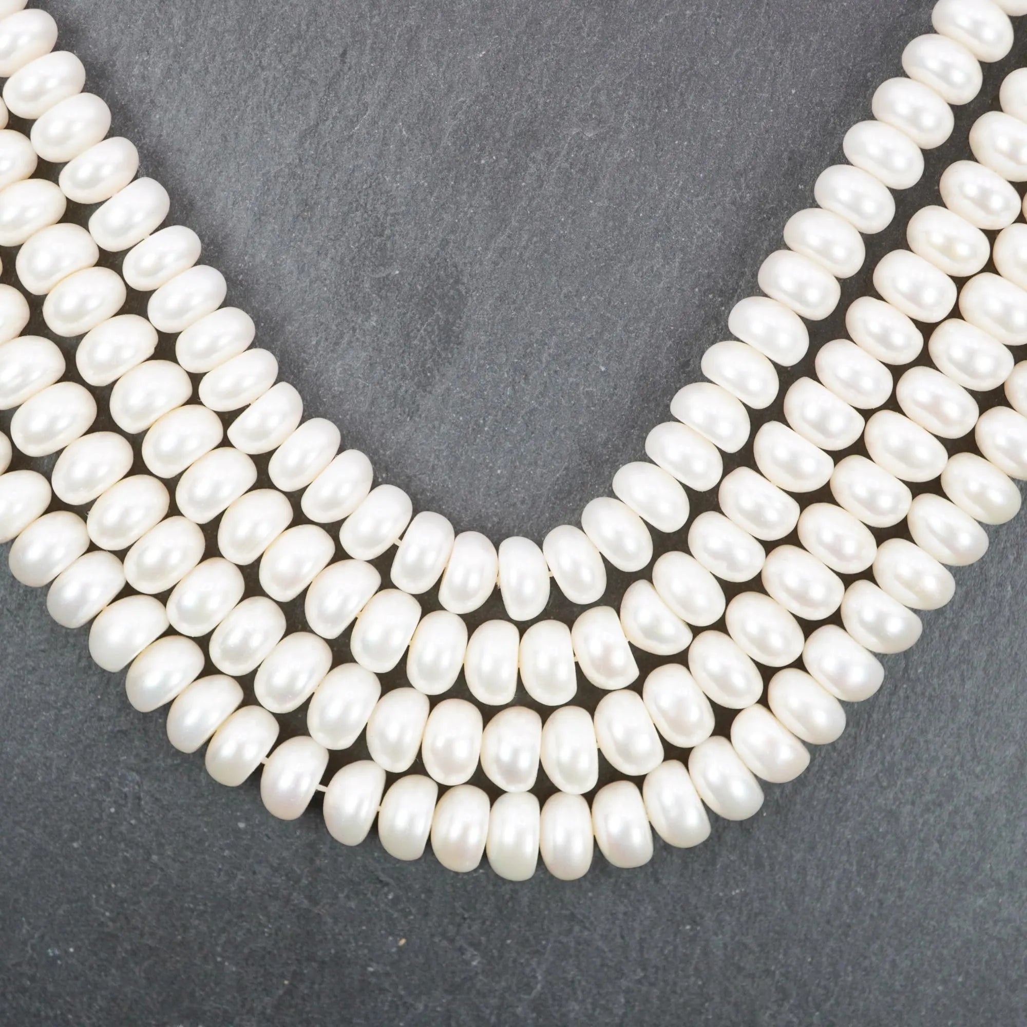 White Freshwater Pearls Button Shape Beads Strand