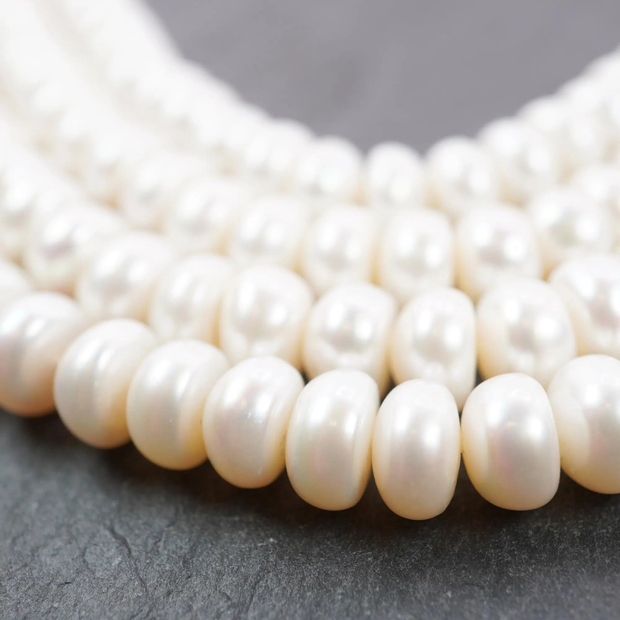 White Freshwater Pearls Button Shape Beads Strand