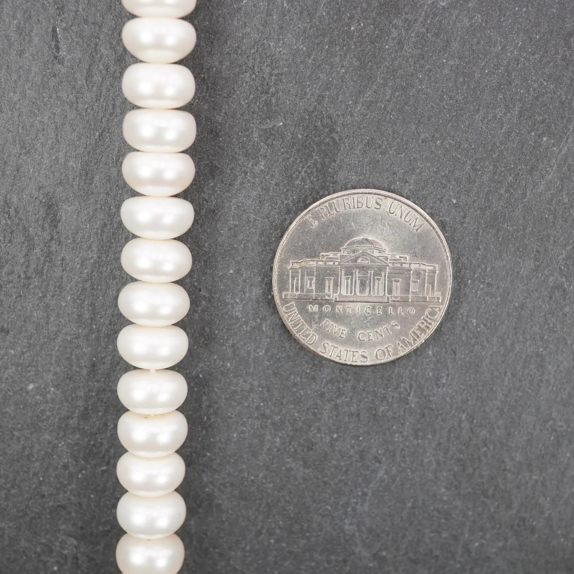 White Freshwater Pearls Button Shape Beads Strand