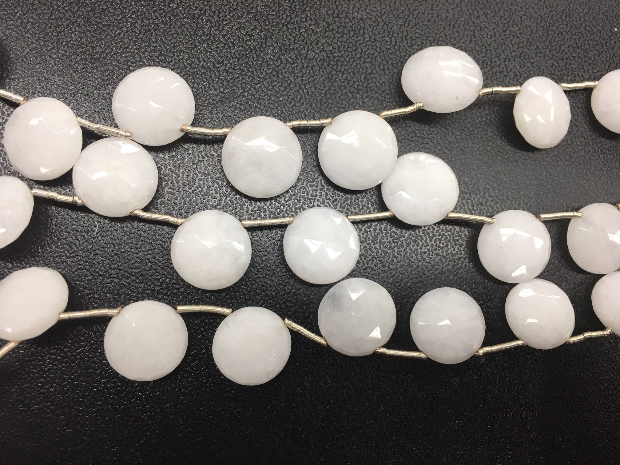 White Quartz Faceted Coin Beads