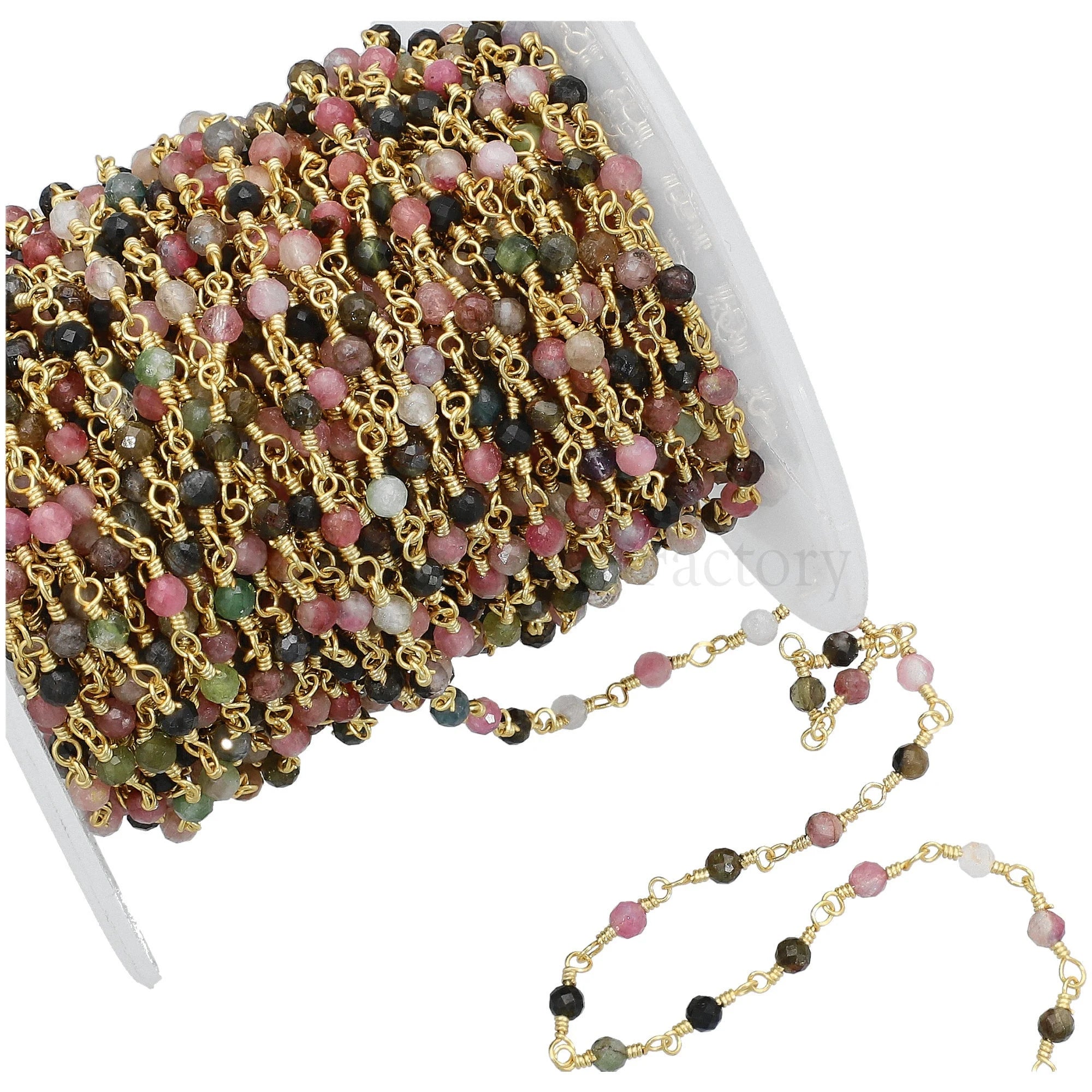 Wire wrapped 3MM tourmaline beads

