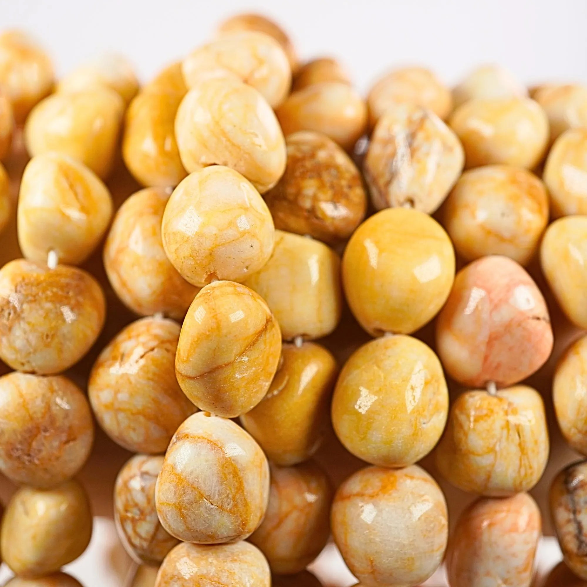 Yellow Aventurine Smooth Tumble Shape Gemstone Stands Beads 